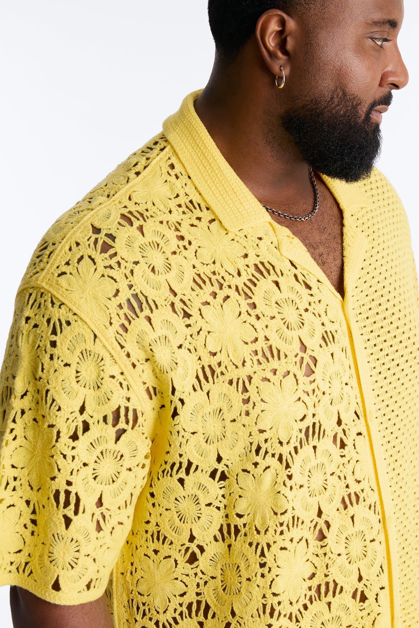 Relaxed Kyros Crochet Button Up Shirt - Yellow Fashion Nova