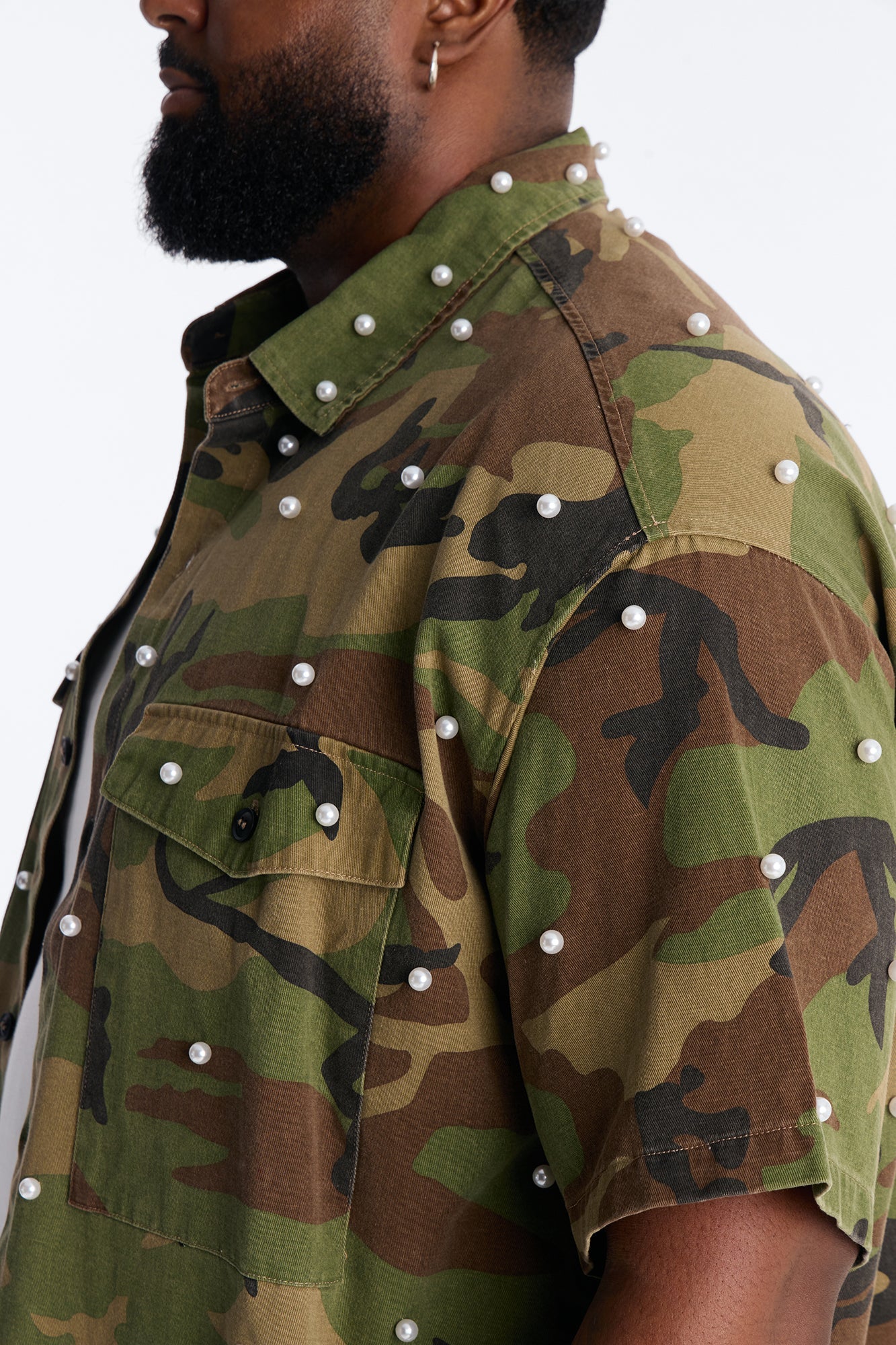 Pearl Still Wildin' Camo Short Sleeve Button Up - Green Fashion Nova
