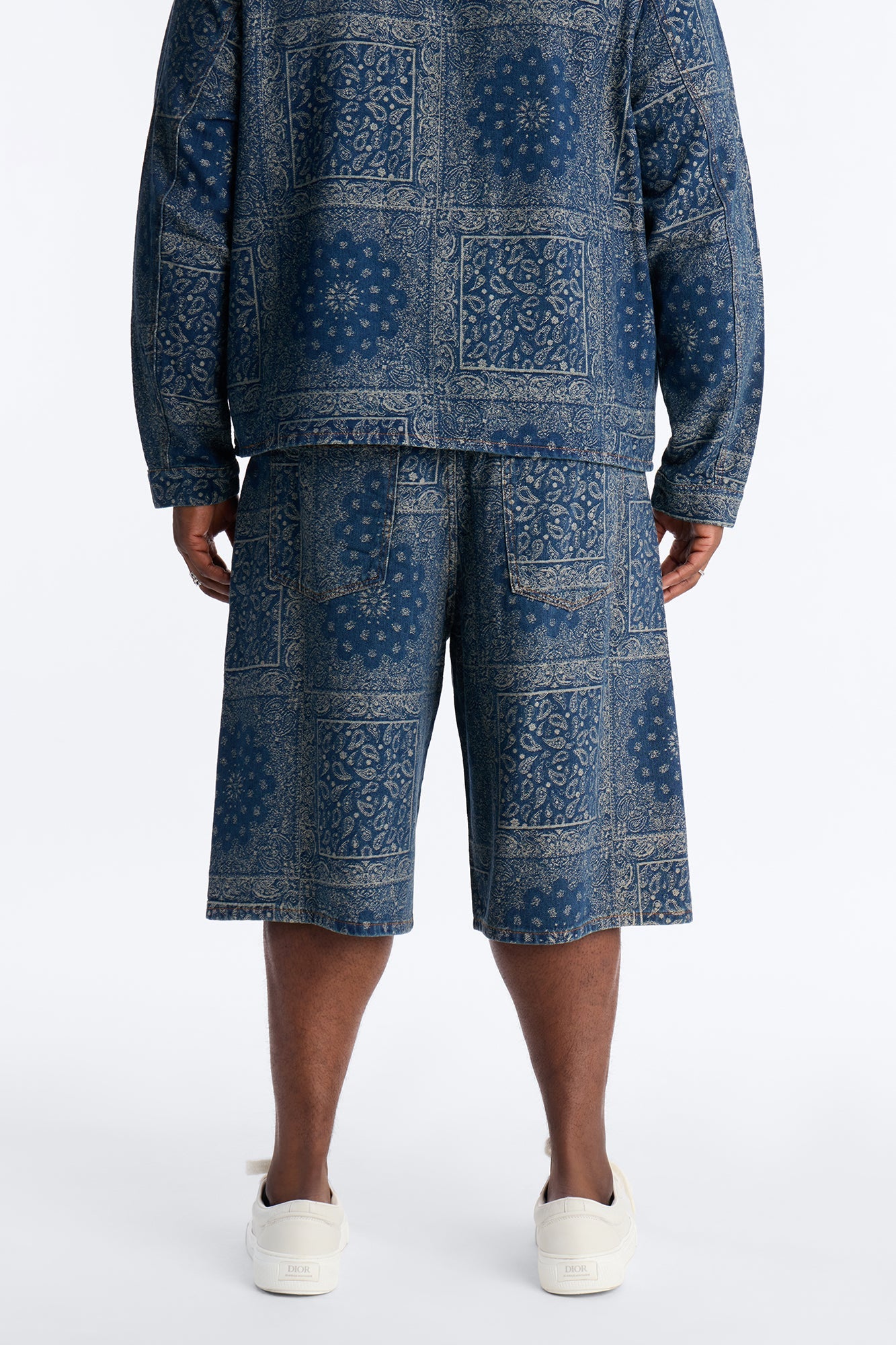 Baggy Street Paisley Denim Short - Dark Wash Fashion Nova