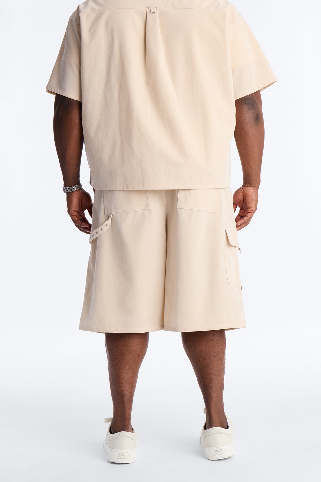 Baggy Freedom Ranch Faux Suede Utility Short - Stone Fashion Nova