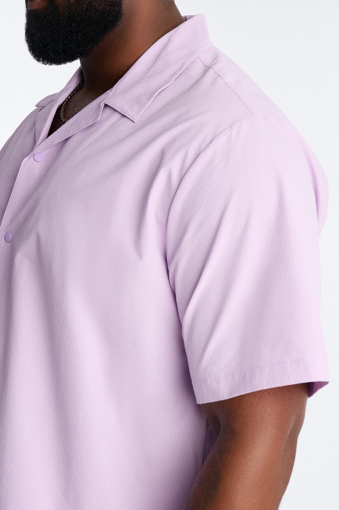 Seersucker Short Sleeve Cuban Collar Shirt - Lavender Fashion Nova