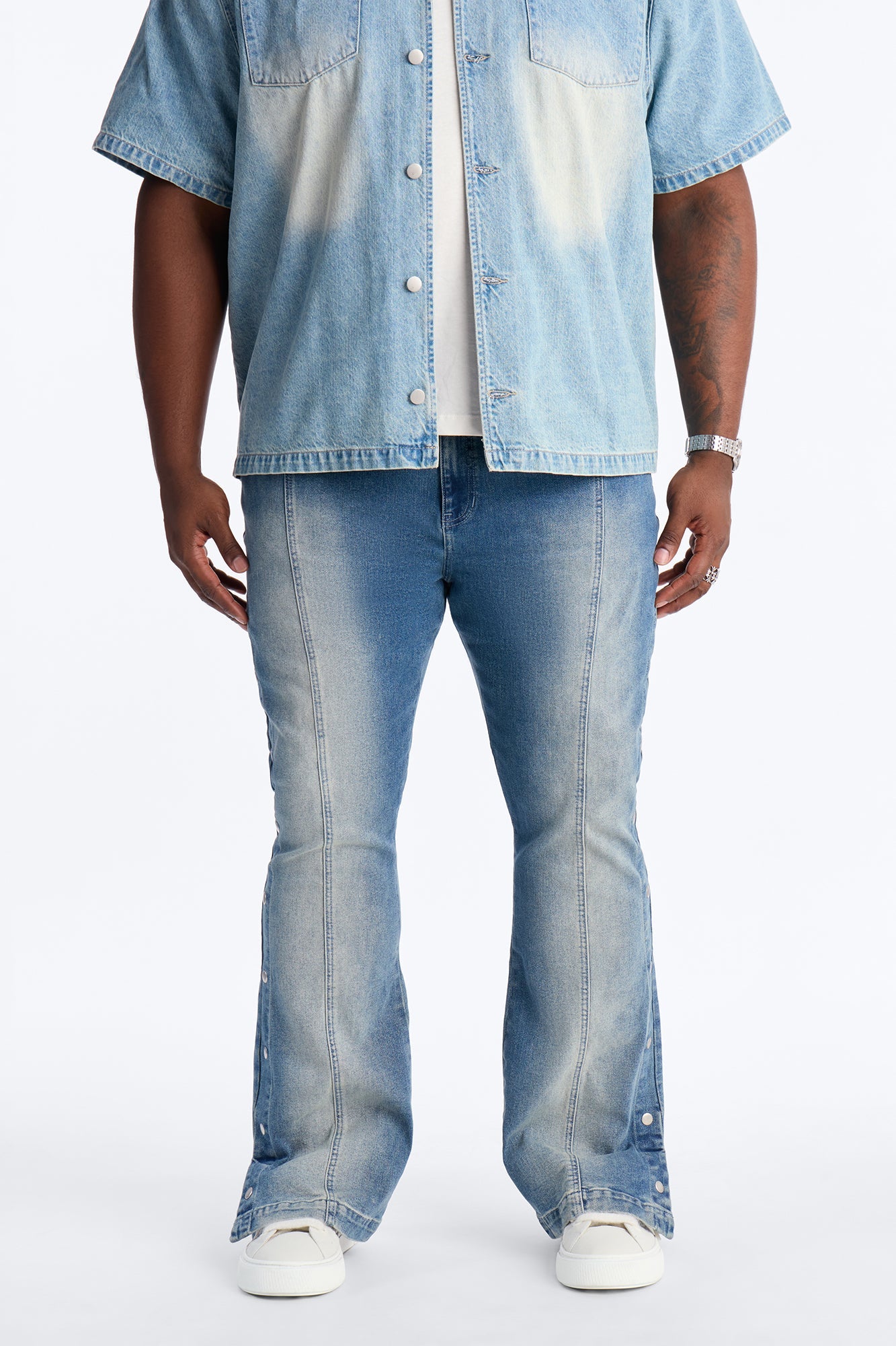 Stacked Skinny Flare Lockdown Jean - Light Wash Fashion Nova