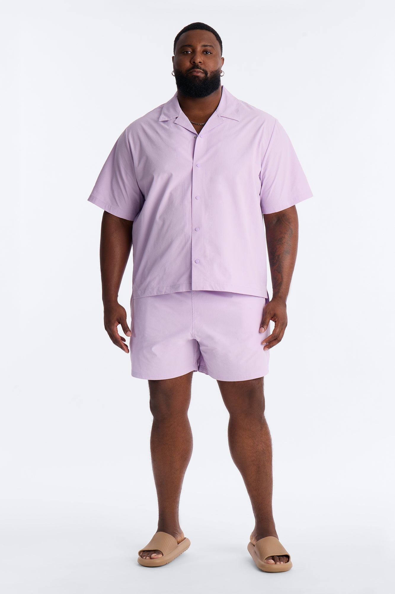 Seersucker Swim Trunk 6″ - Lavender Fashion Nova