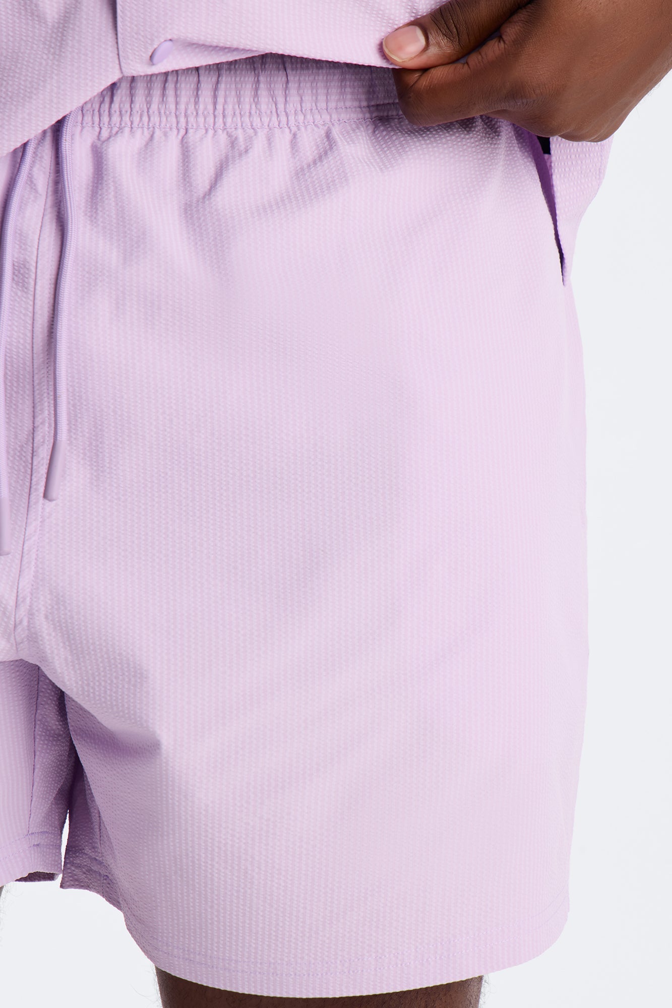 Seersucker Swim Trunk 6″ - Lavender Fashion Nova