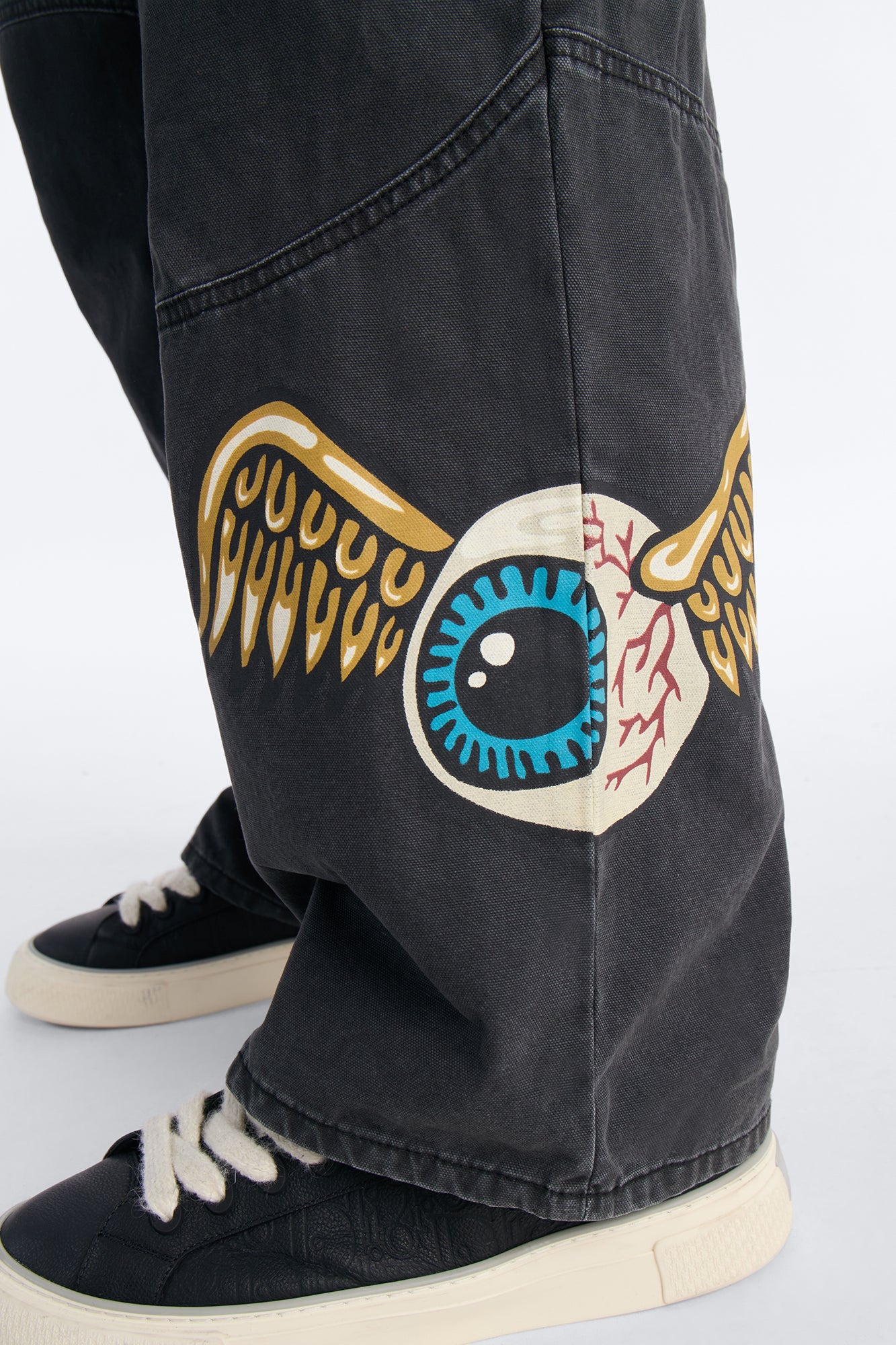 Von Dutch Baggy Flying Eyeball Jean - Black Wash Fashion Nova