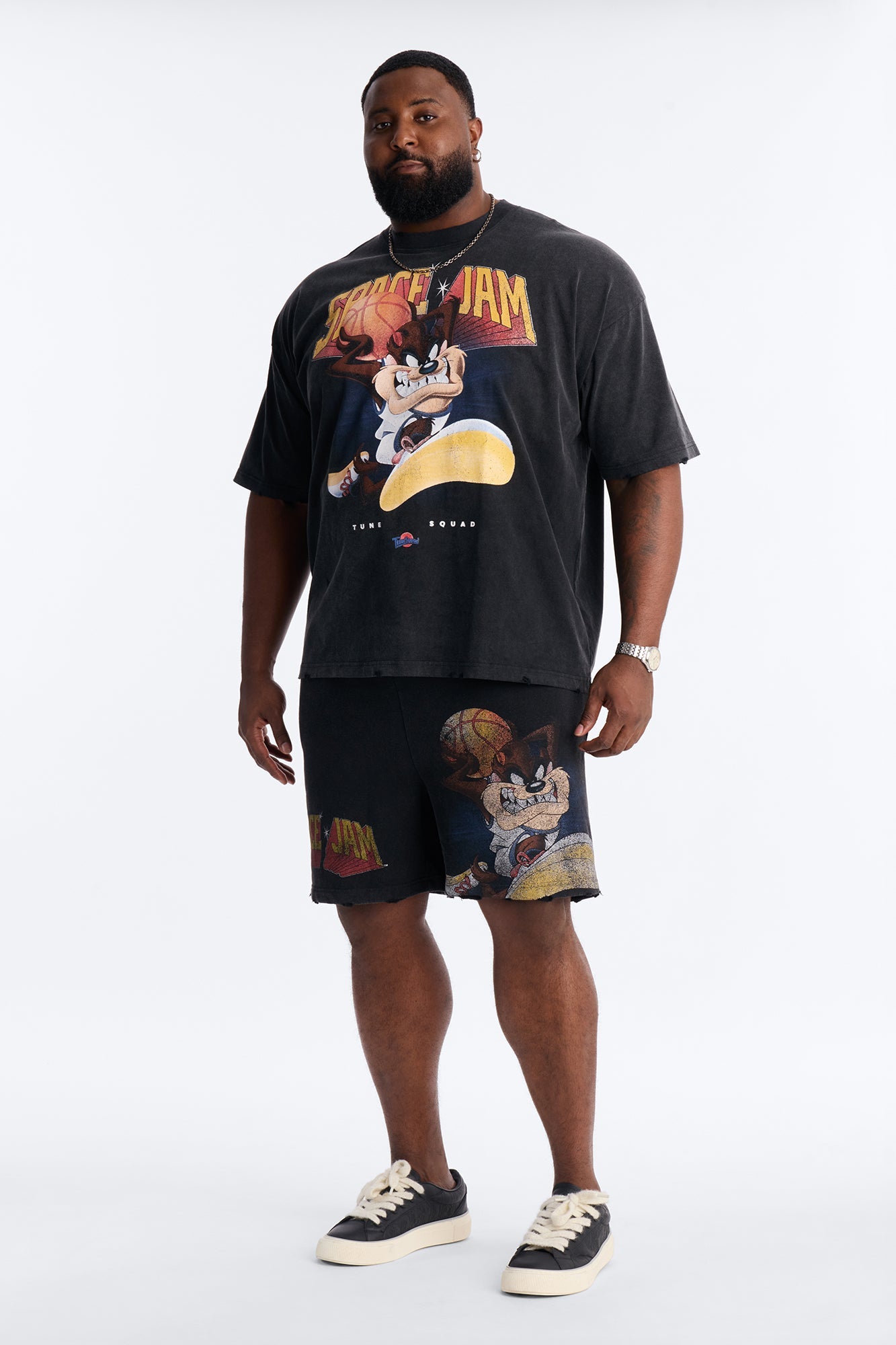 Space Jam Tune Squad Distressed Premium Short Sleeve Shirt - Black Fashion Nova