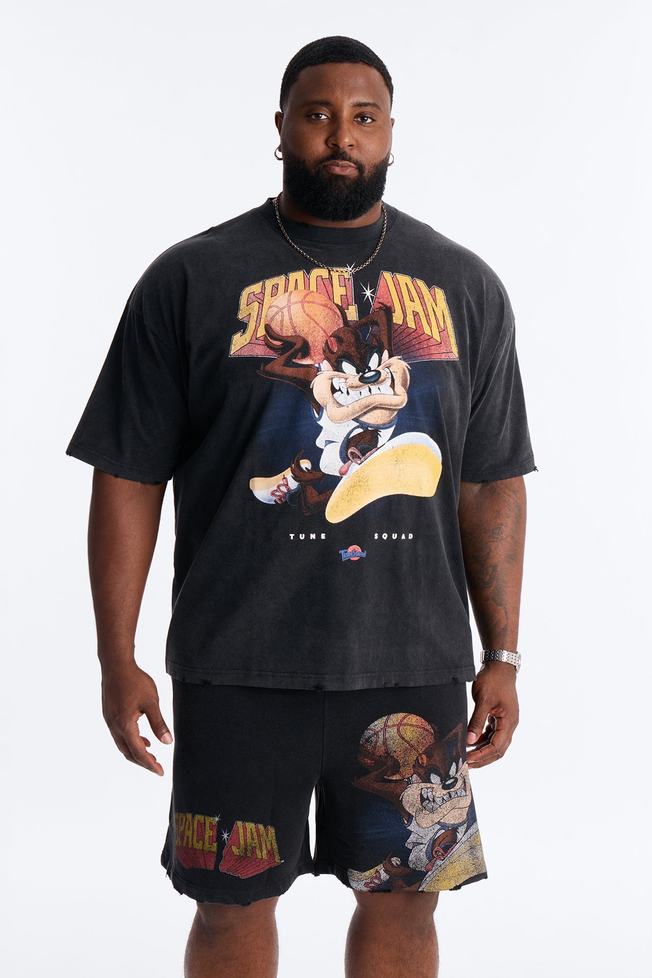Space Jam Tune Squad Distressed Premium Short Sleeve Shirt - Black Fashion Nova