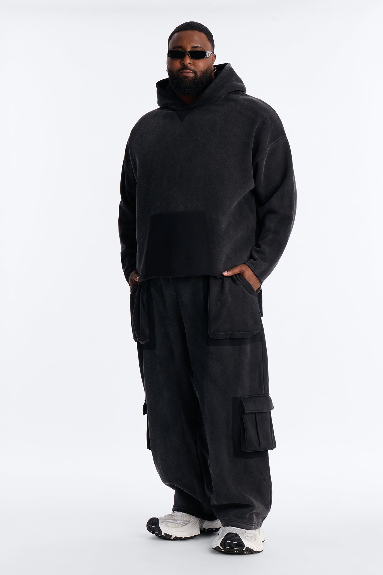 Baggy Cargo Drip Washed Sweatpants - Black Wash Fashion Nova