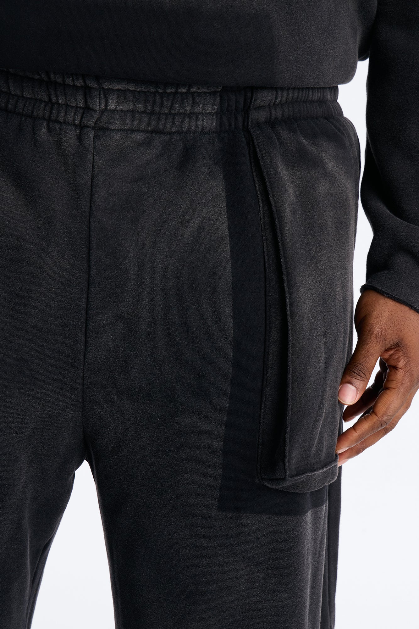 Baggy Cargo Drip Washed Sweatpants - Black Wash Fashion Nova