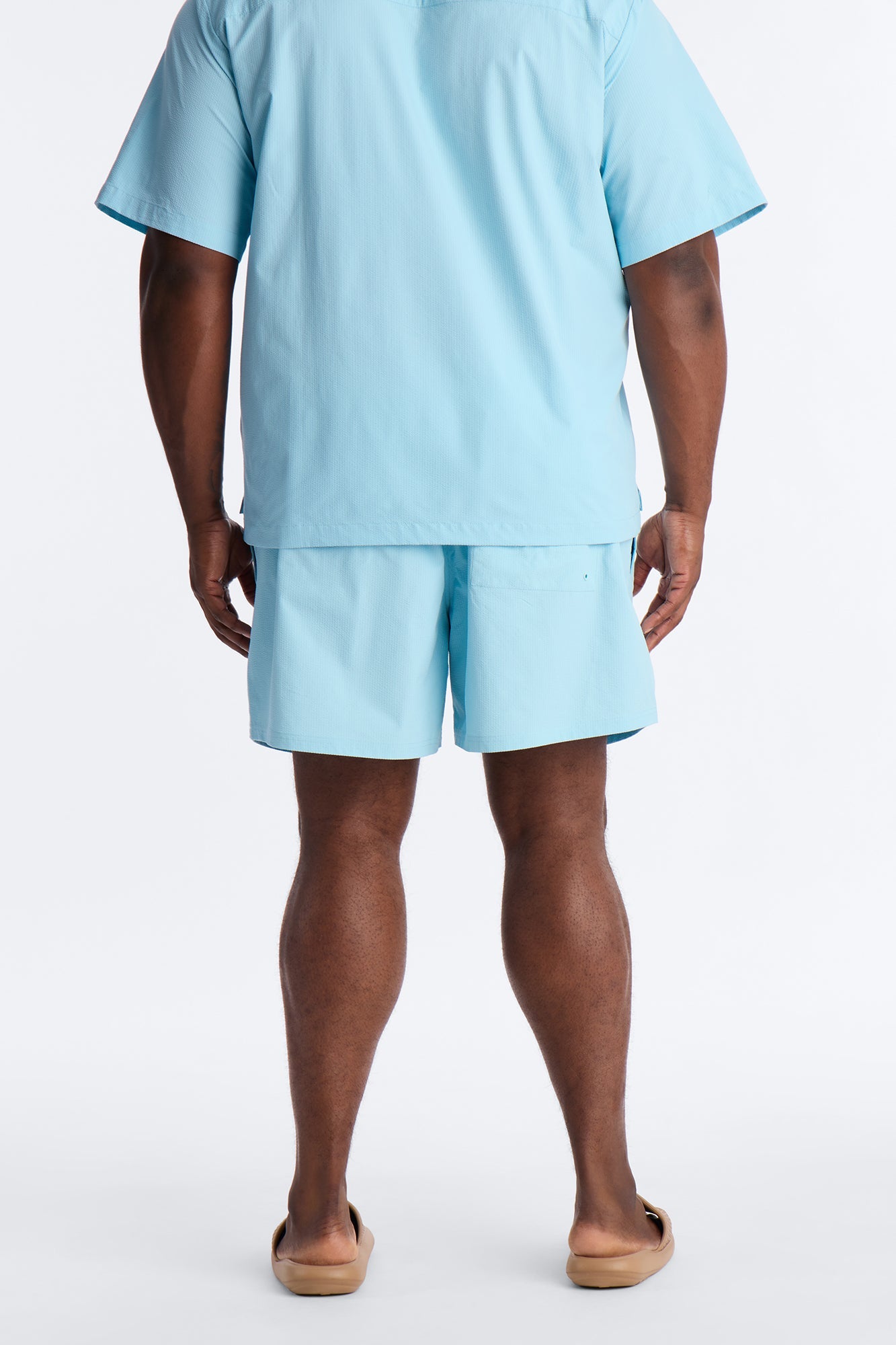 Seersucker Swim Trunk 6″ - Light Blue Fashion Nova
