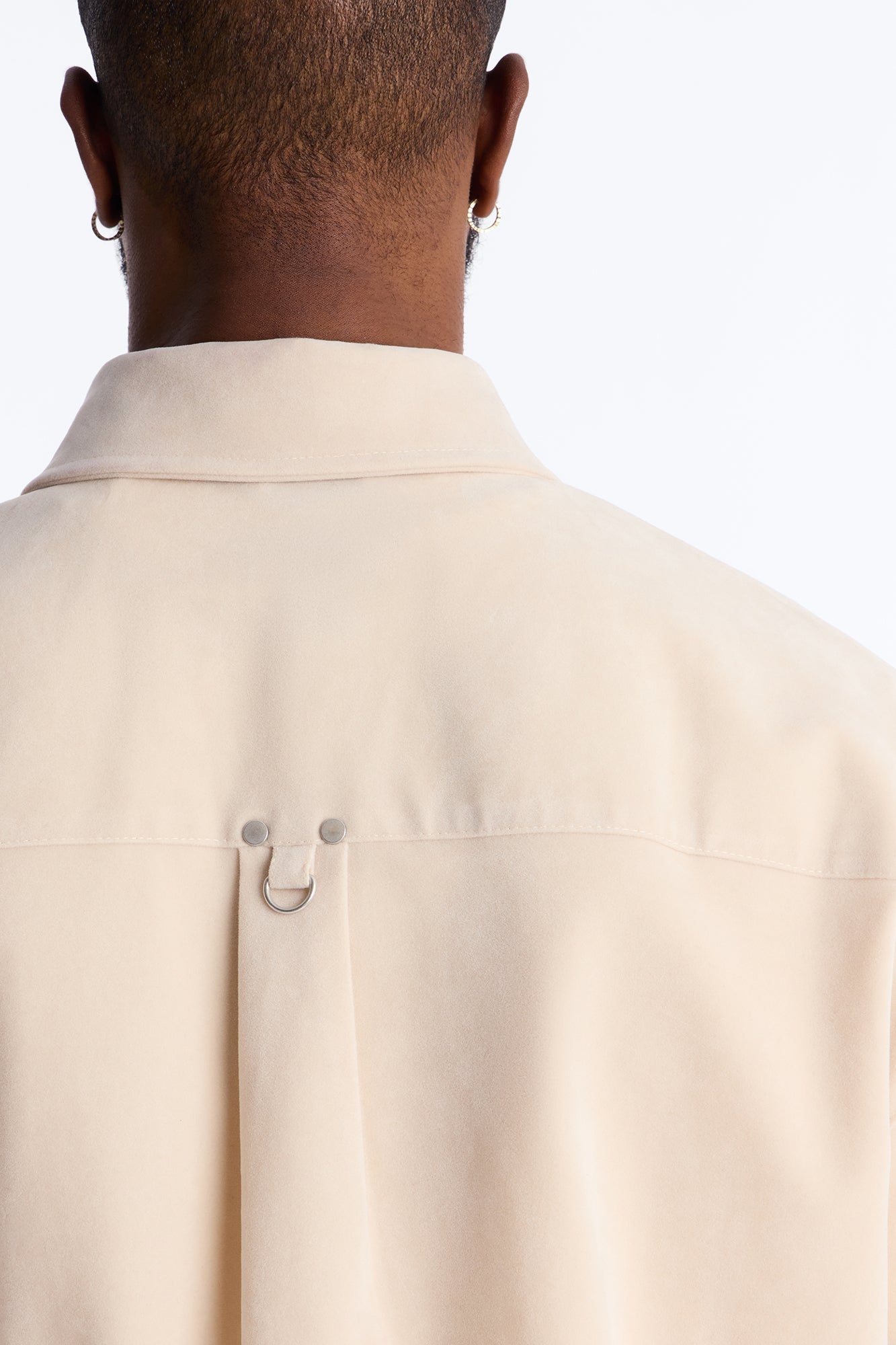 Boxy Cropped Ranch Faux Suede Utility Button Up Shirt - Stone Fashion Nova
