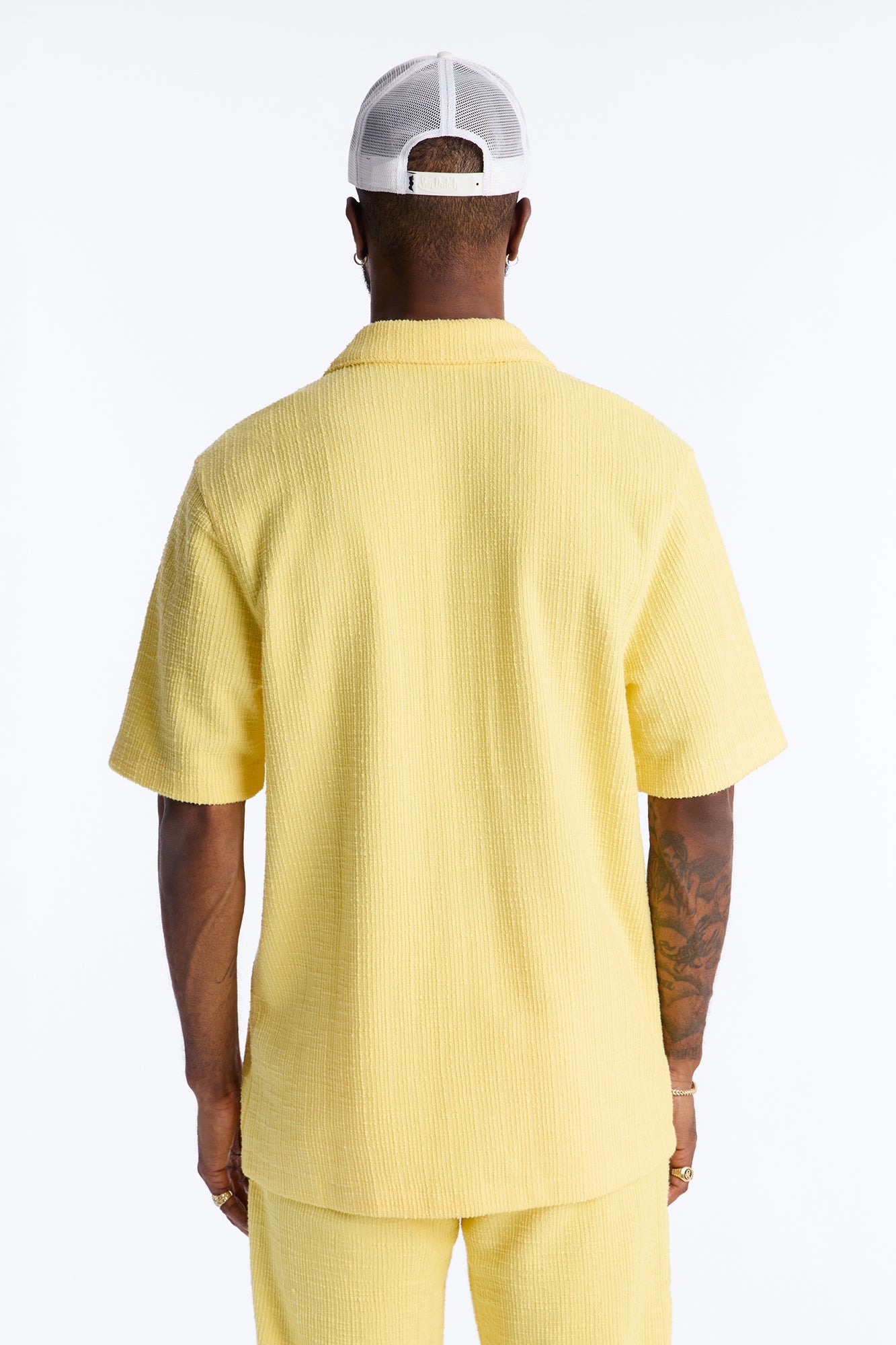 Dean Textured Short Sleeve Button Up Shirt - Butter Yellow Fashion Nova