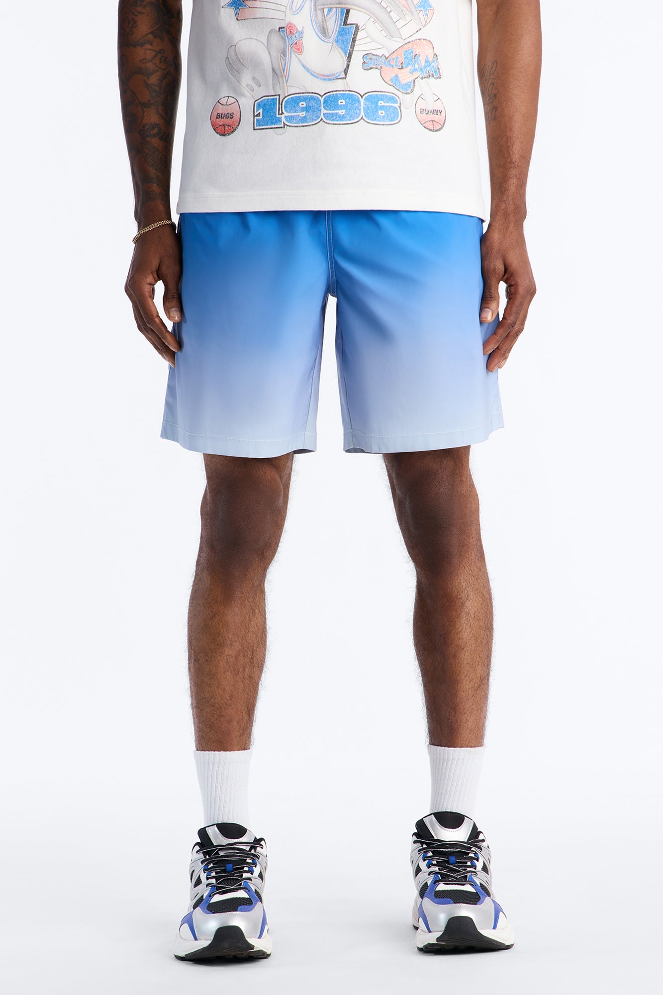 Relaxed Fade Away Ombre Short - Blue Fashion Nova