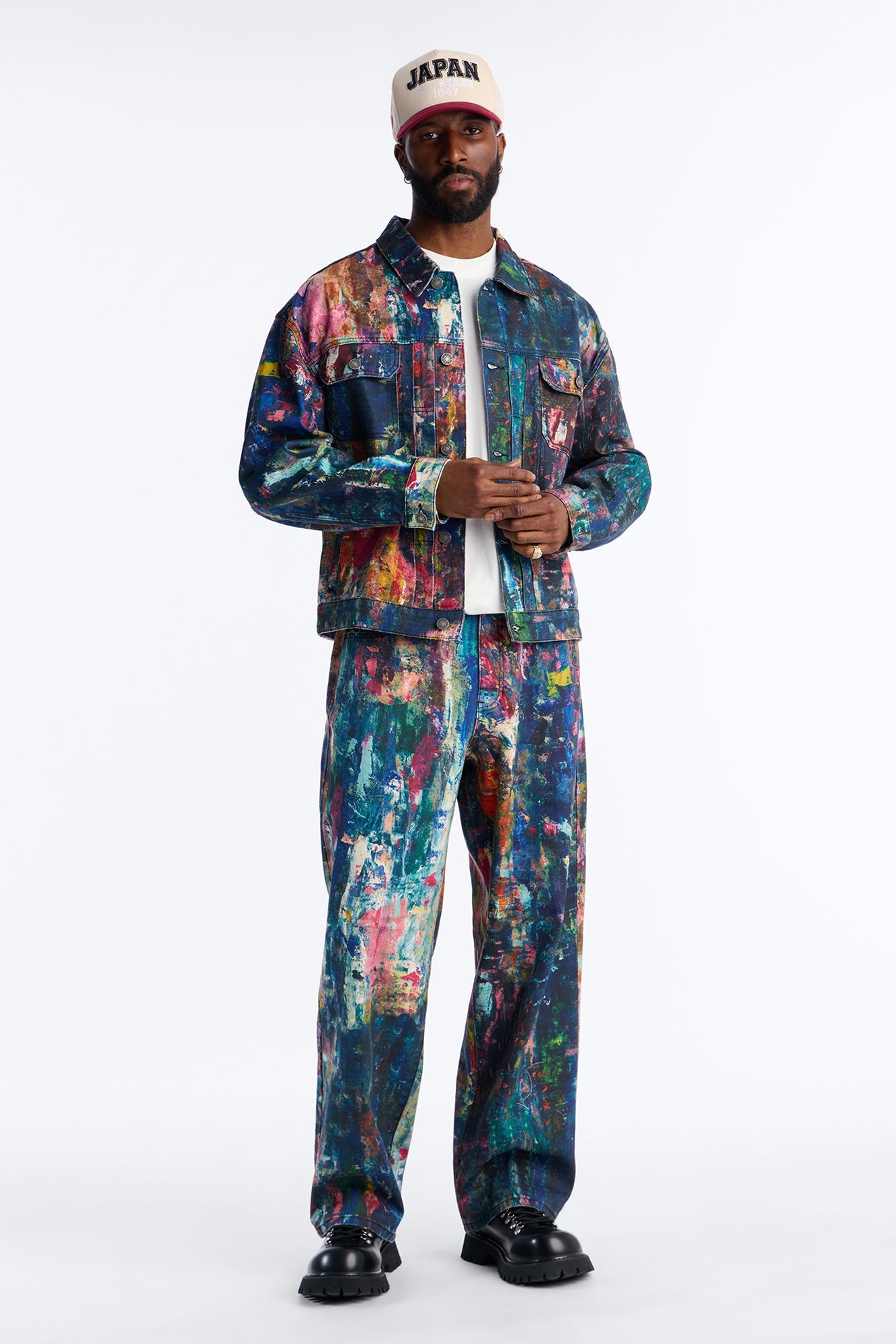 Cropped On The Gogh Painted Wide Work Jacket - Multi Color Fashion Nova