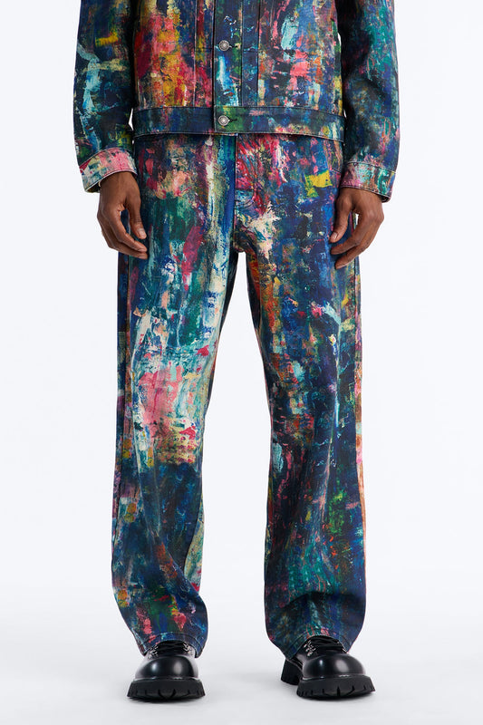 Baggy On The Gogh Painted Jean - Multi Color Fashion Nova