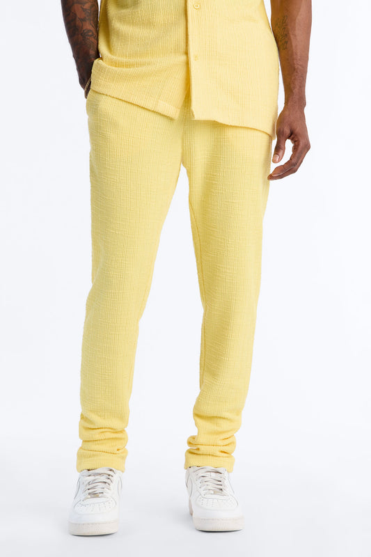 Dean Textured Slim Pants - Butter Yellow Fashion Nova