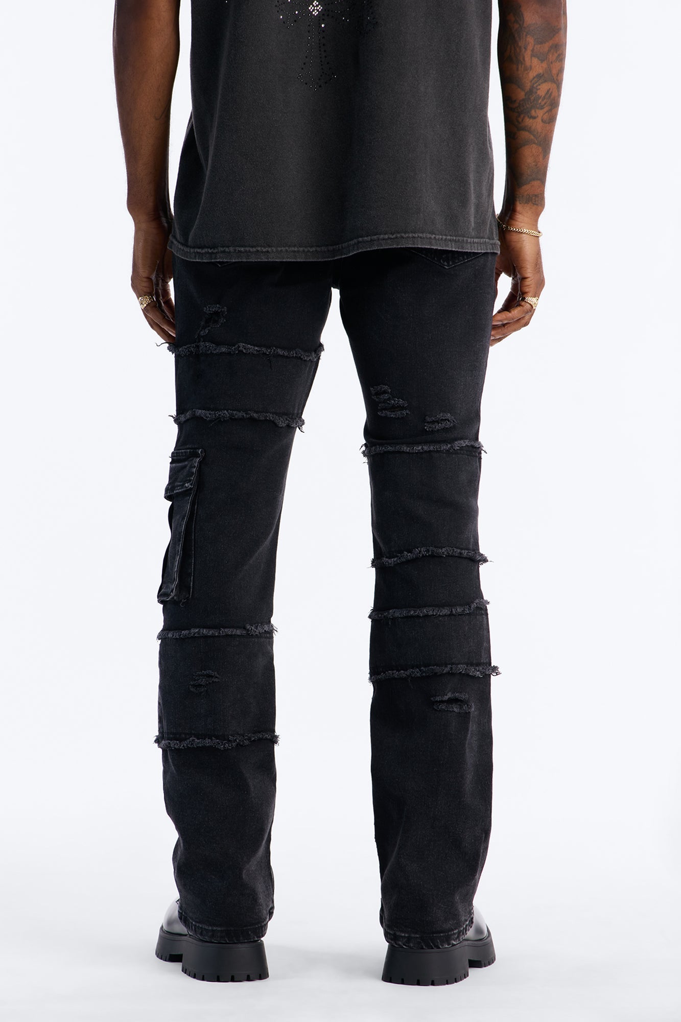 Urban Armor Skinny Stacked Flare Jeans - Black Wash Fashion Nova