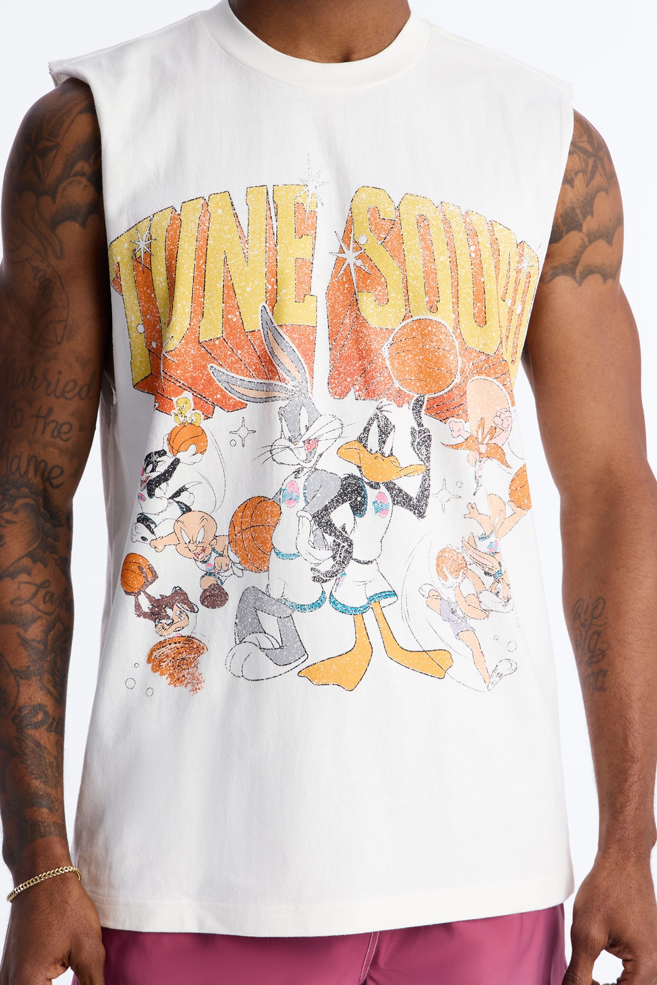 Space Jam Toon Squad Premium Vintage Muscle Tank Shirt - White Fashion Nova