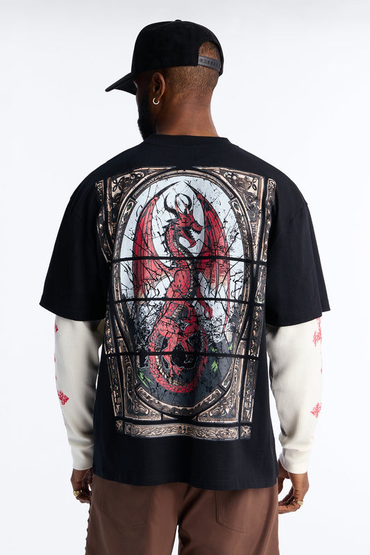 Twofer Through The Looking Glass Long Sleeve Tee - Black Fashion Nova
