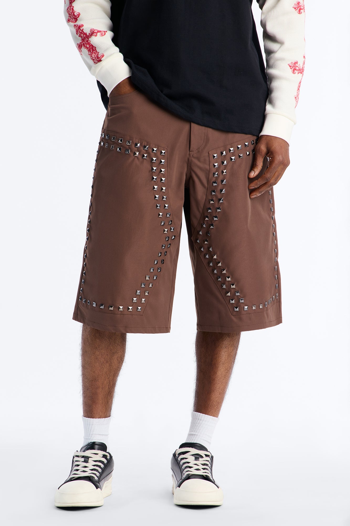 Baggy Silver Springs Studded Short - Brown Fashion Nova