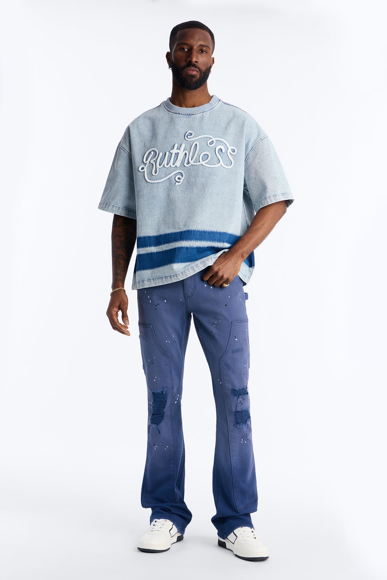 Stacked Skinny Flare Old Painters Carpenter Jean - Navy Fashion Nova