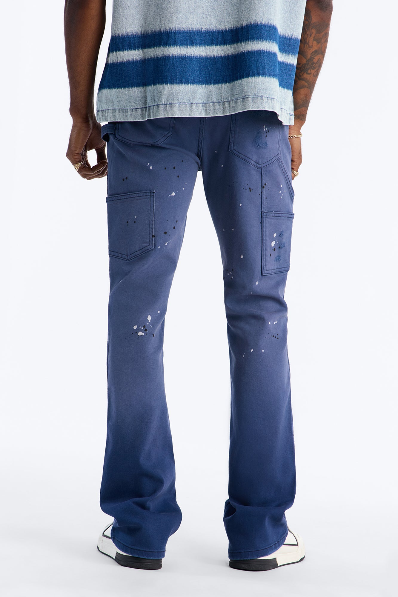 Stacked Skinny Flare Old Painters Carpenter Jean - Navy Fashion Nova