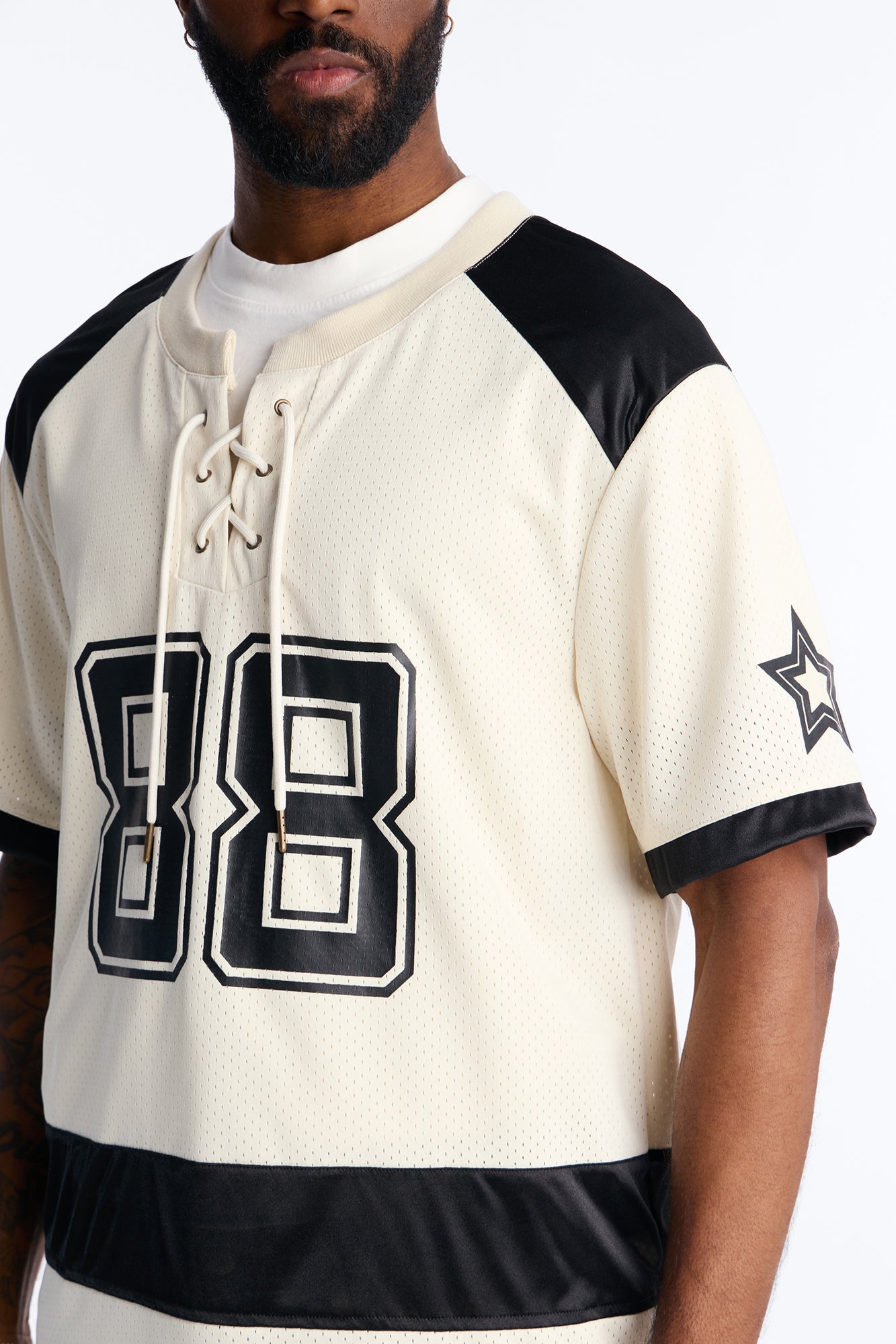 Relaxed Good Times Retro Varsity Jersey - Cream Fashion Nova