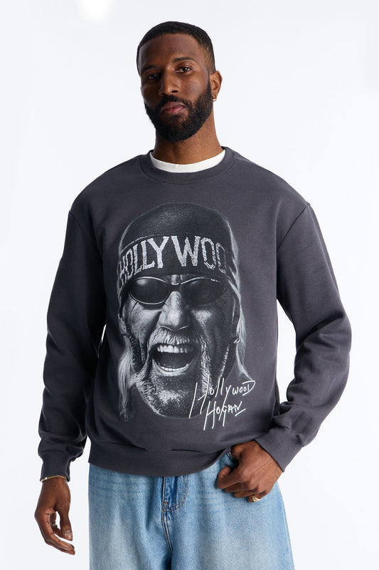 WWE Hulk Hogan NWO Crew Neck Sweatshirt - Charcoal Fashion Nova