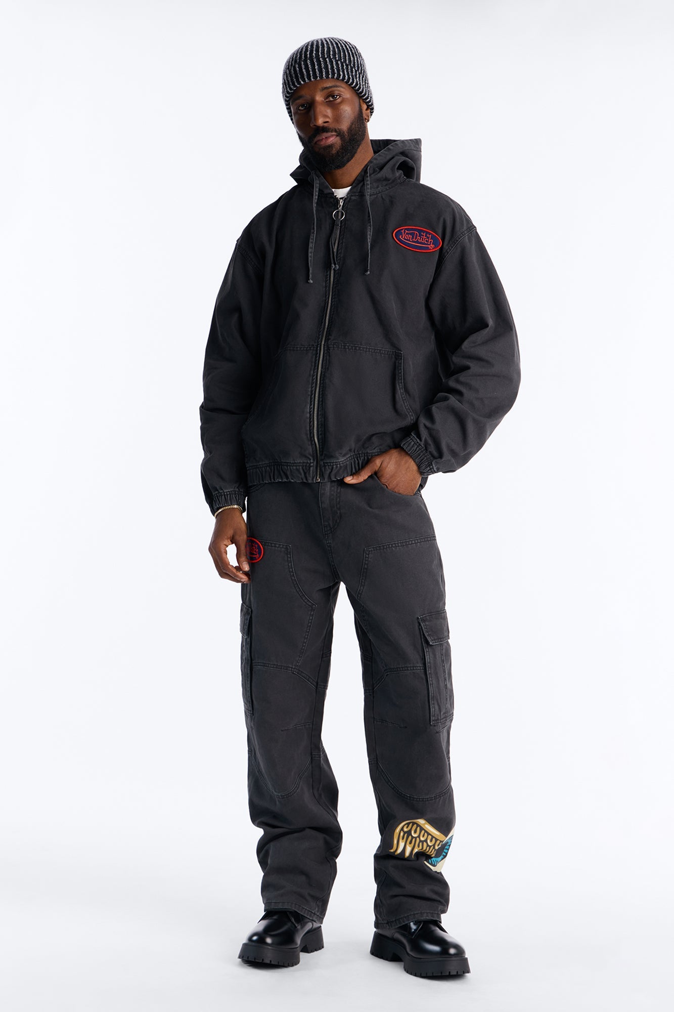Von Dutch Baggy Flying Eyeball Jean - Black Wash Fashion Nova