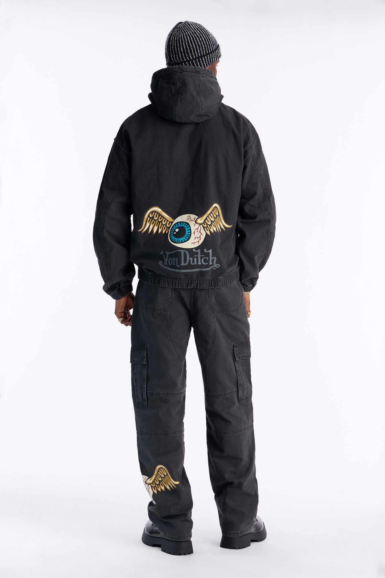Von Dutch Baggy Flying Eyeball Jean - Black Wash Fashion Nova