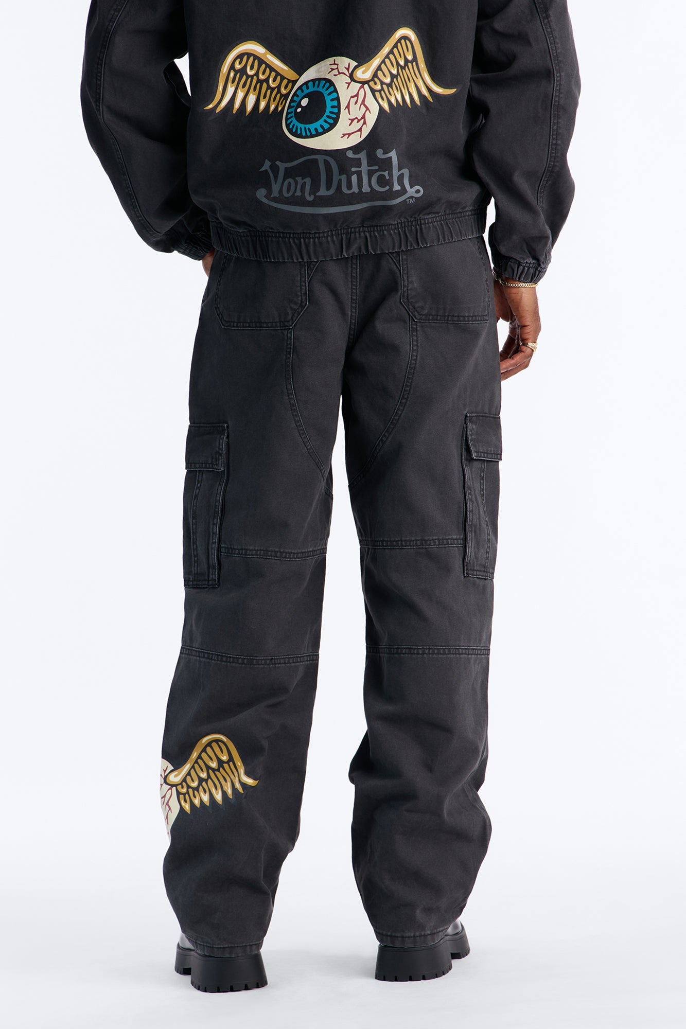Von Dutch Baggy Flying Eyeball Jean - Black Wash Fashion Nova