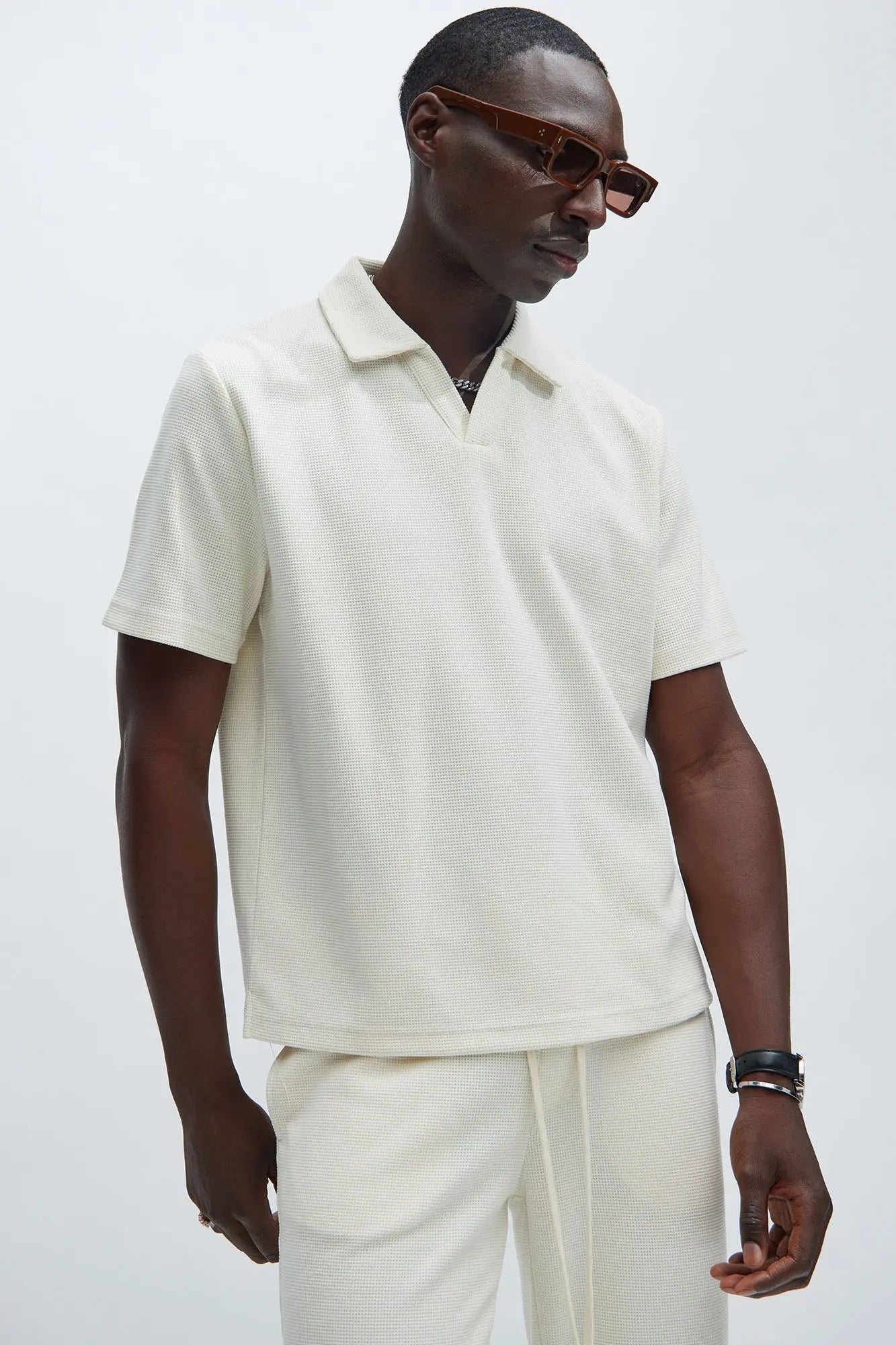Cairo Textured Polo - Cream Fashion Nova
