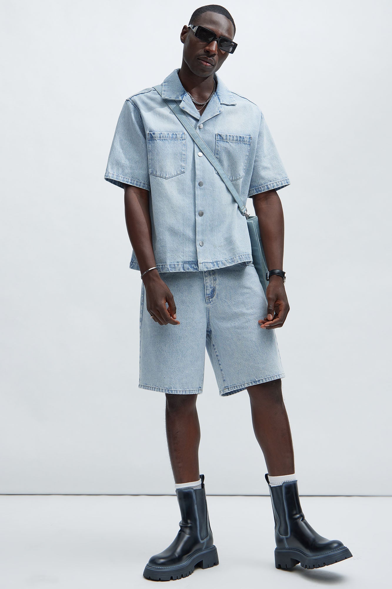 Colin Relaxed Denim Shorts - Light Blue Wash Fashion Nova