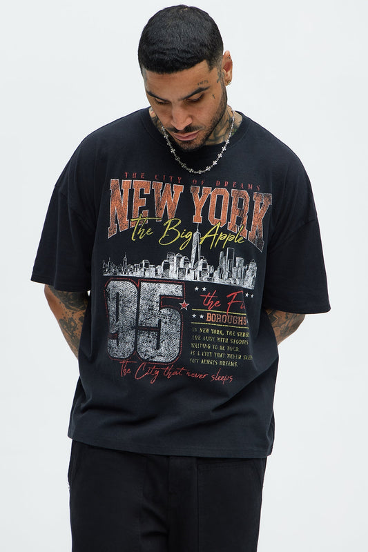 The Big Apple NYC Oversized Short Sleeve Tee - Black Fashion Nova