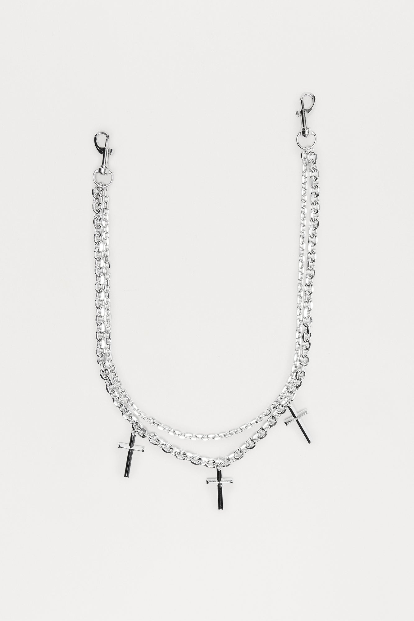 Amber Cross Stacked Pants Chain - Silver Fashion Nova