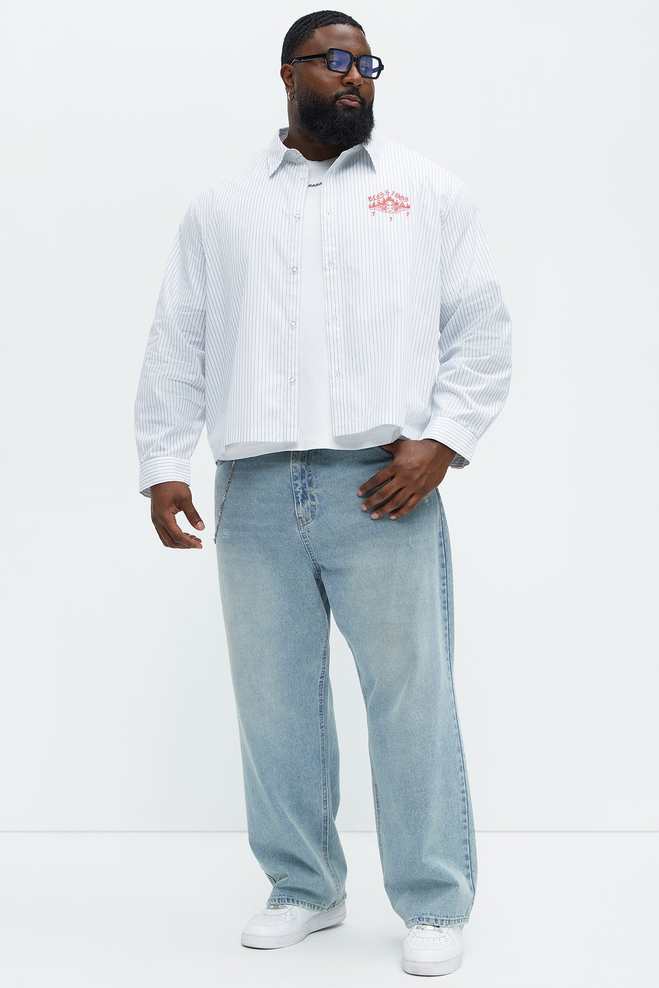 Cropped Saints And Sinners Long Sleeve Button Up - White Fashion Nova