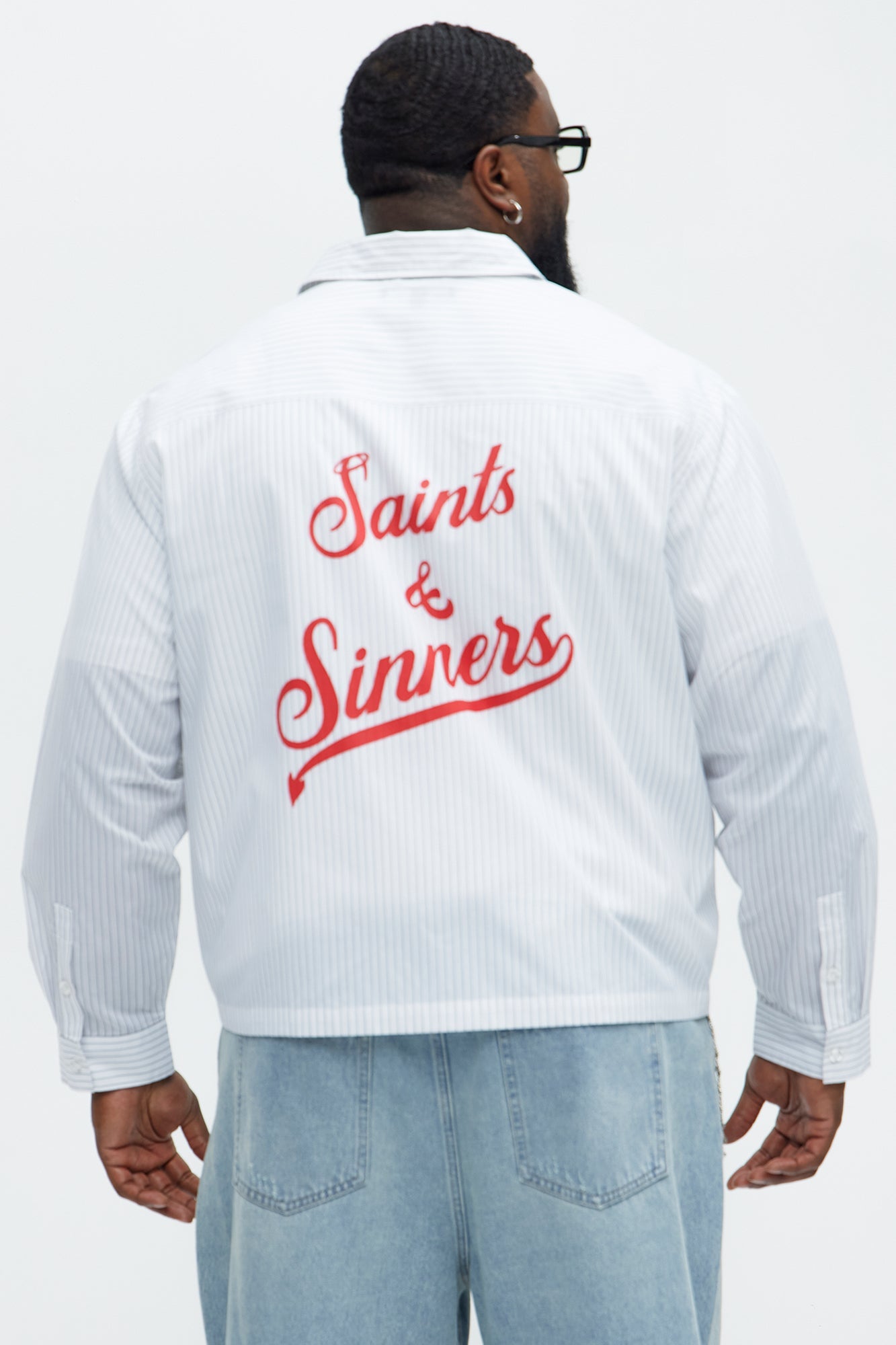 Cropped Saints And Sinners Long Sleeve Button Up - White Fashion Nova