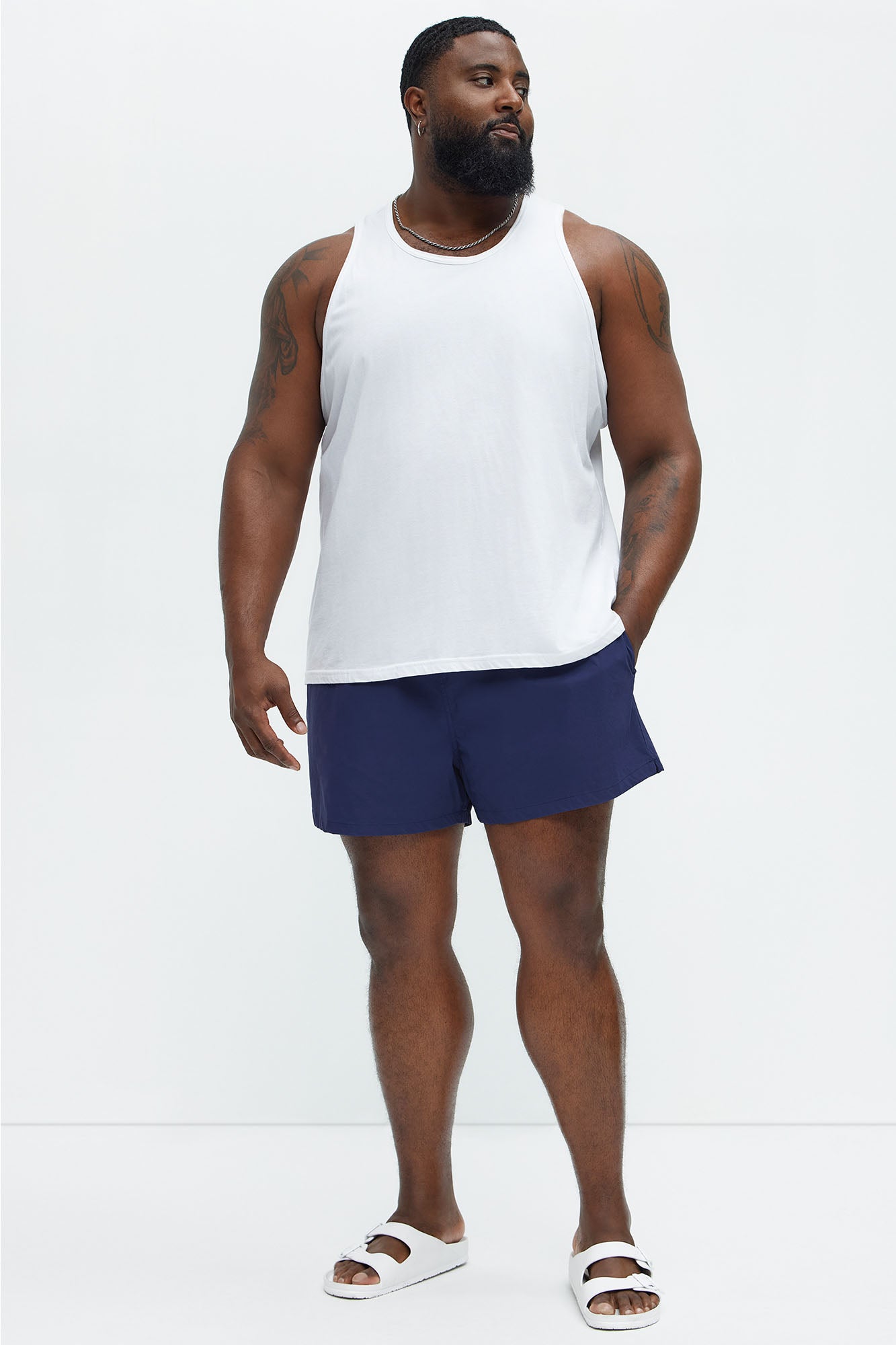 Montez Stretch Swim Trunk 4″ - Navy Fashion Nova