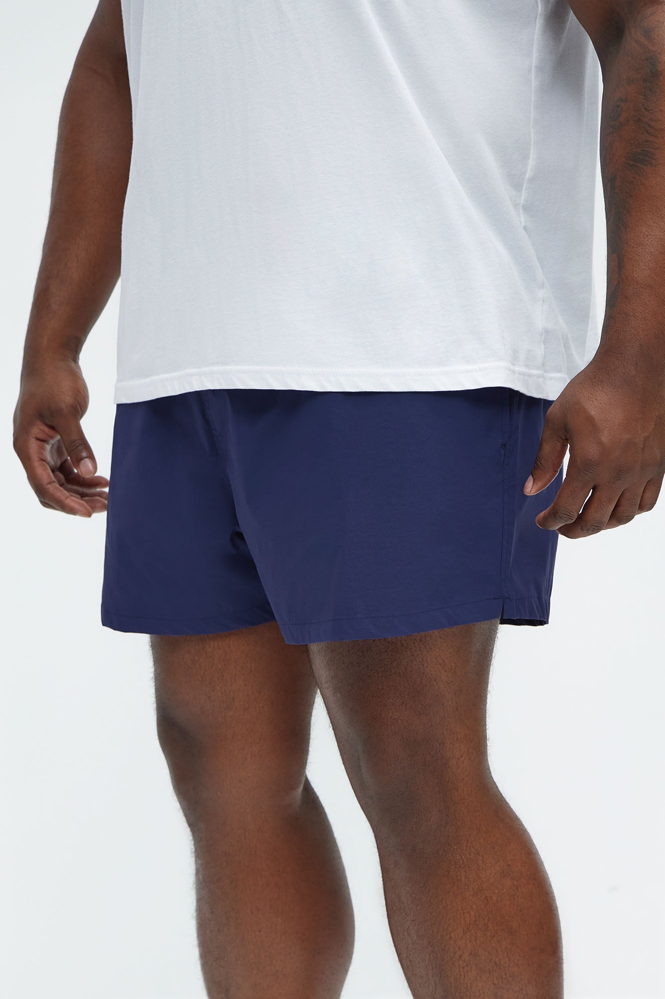 Montez Stretch Swim Trunk 4″ - Navy Fashion Nova