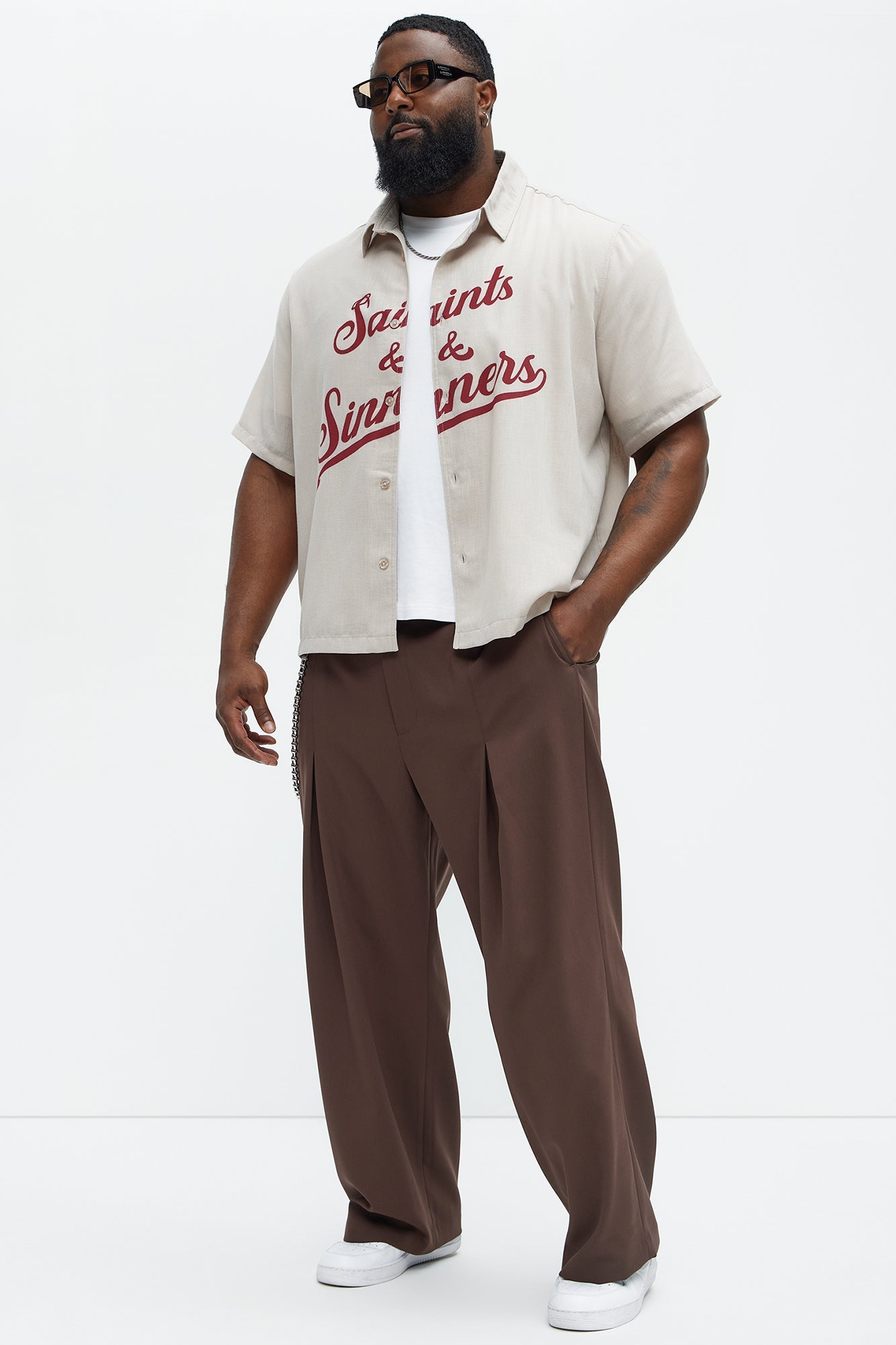 Saints And Sinners Full Button Shirt - Tan Fashion Nova