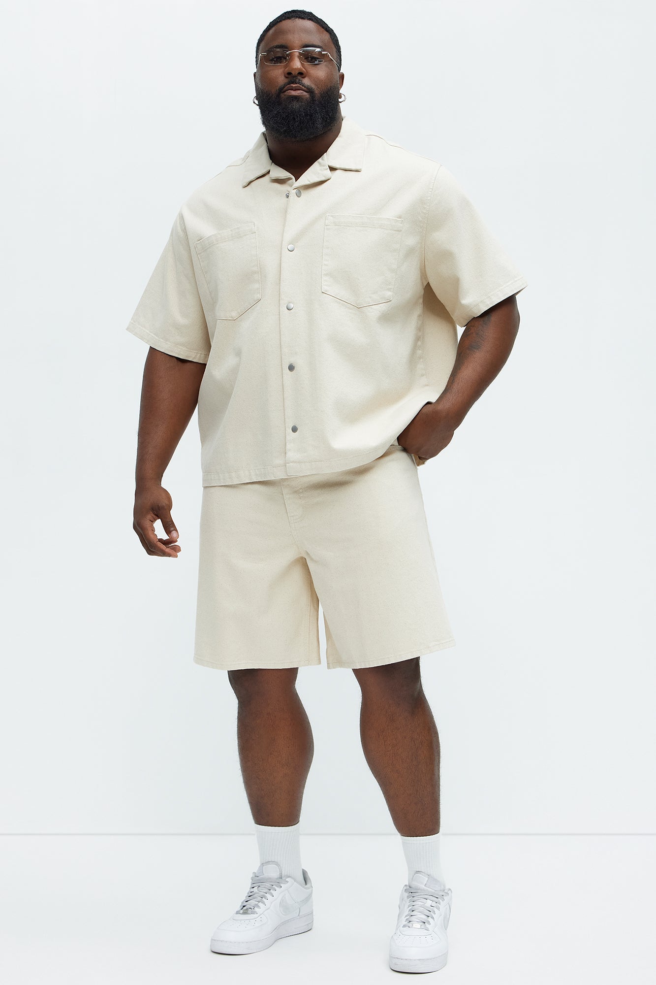 Colin True Denim Button Up Shirt - Sand Fashion Nova
