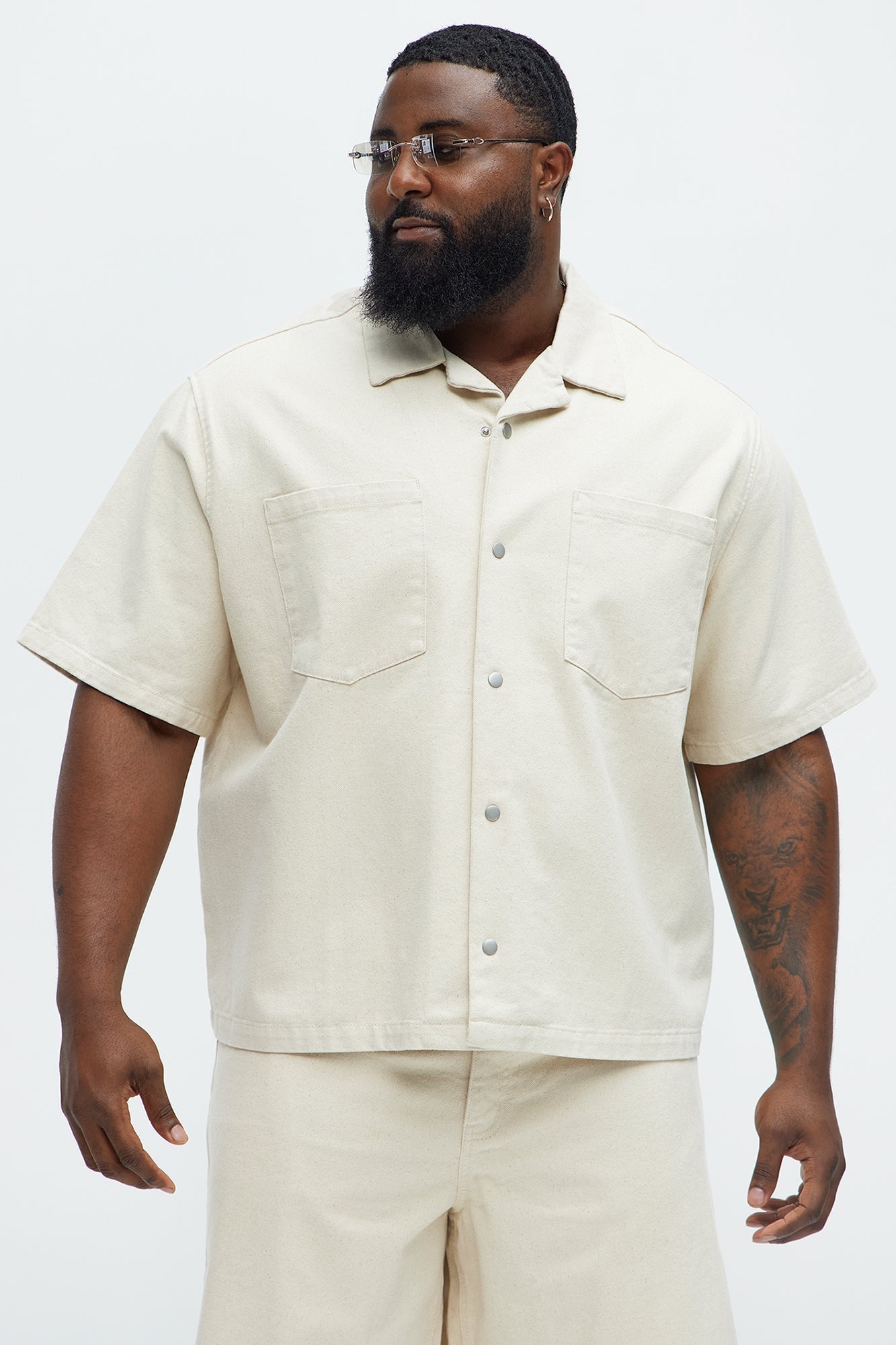 Colin True Denim Button Up Shirt - Sand Fashion Nova
