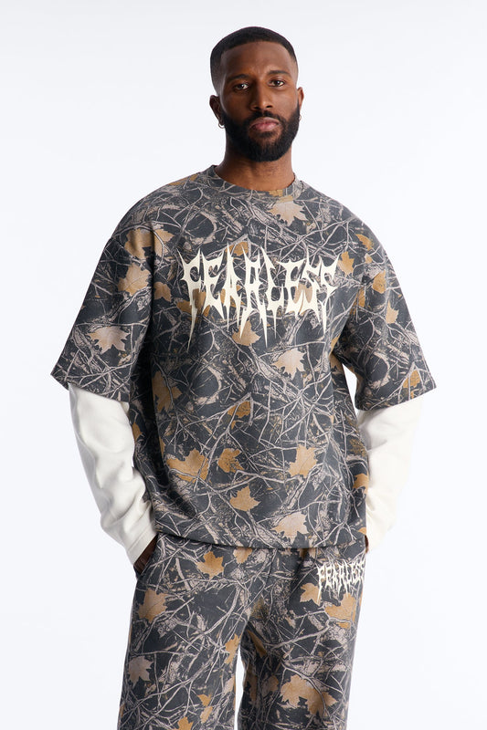 Fearless Camo Twofer Sweatshirt - Camouflage Fashion Nova