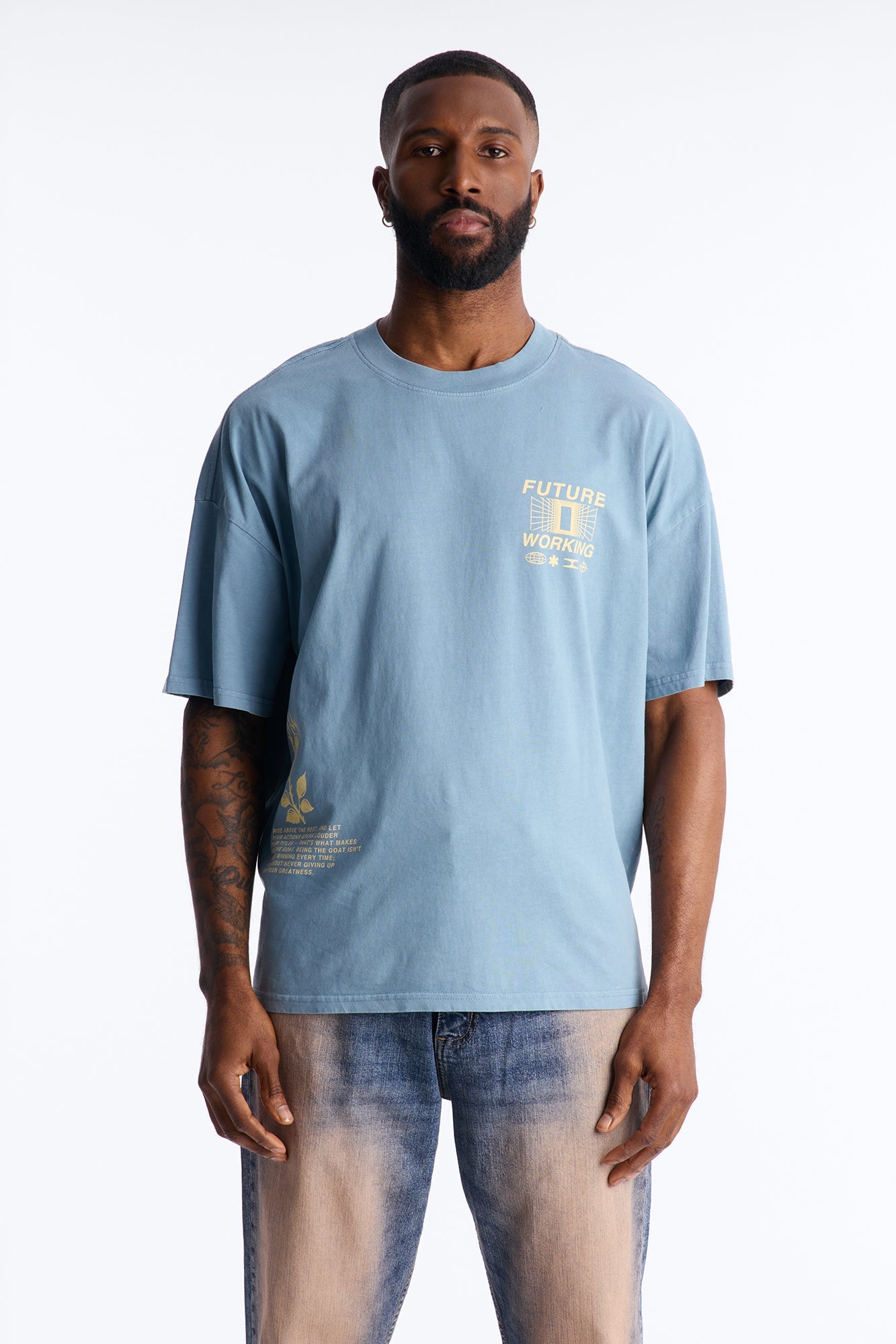 Future Working Boxy Short Sleeve Tee - Indigo Fashion Nova