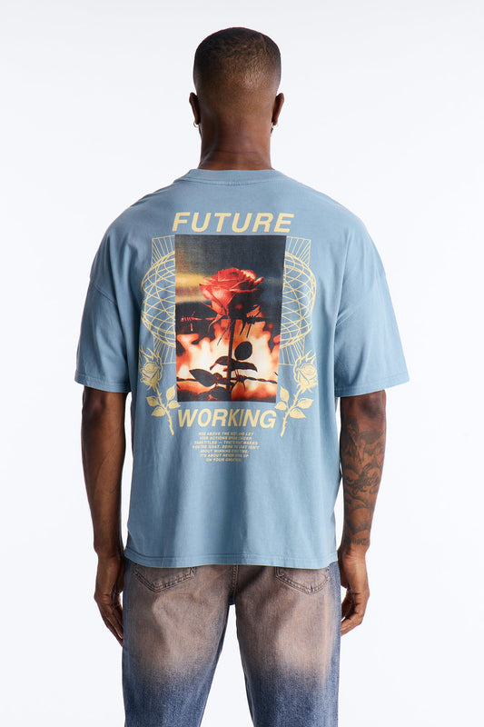 Future Working Boxy Short Sleeve Tee - Indigo Fashion Nova