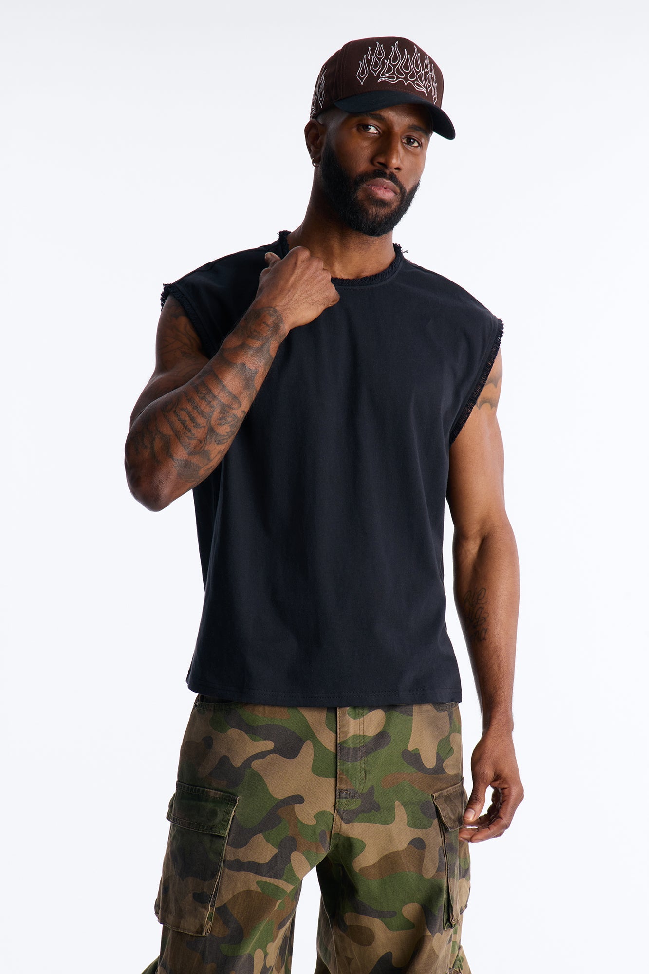 Relaxed Raw Edge Muscle Tee - Black Fashion Nova