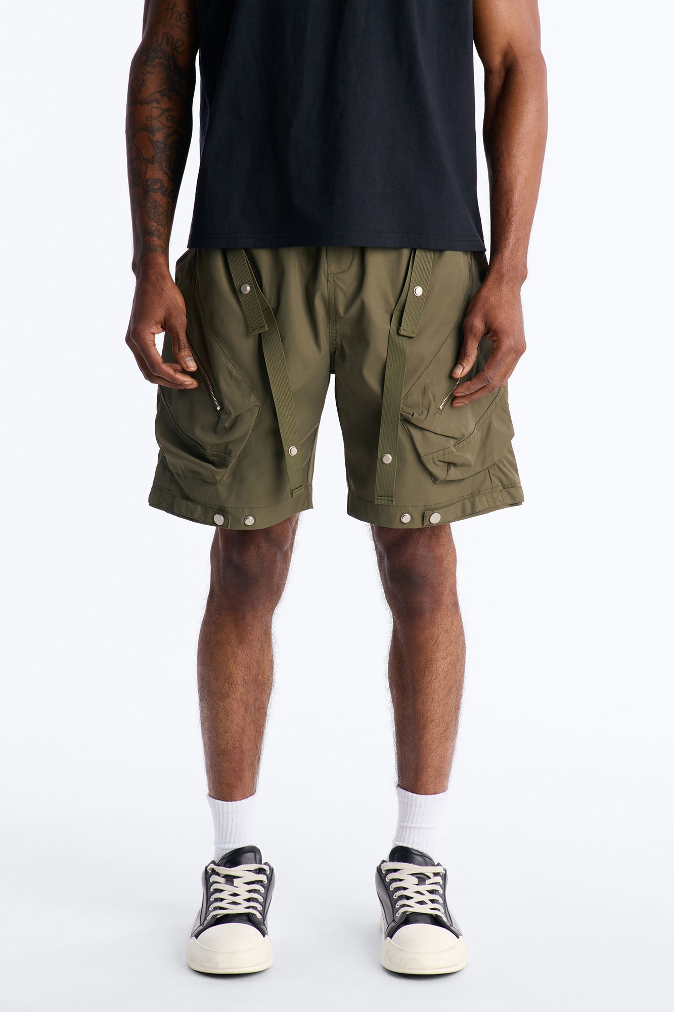 Relaxed Pearson Gates Multi Straps Utility Short - Olive Fashion Nova