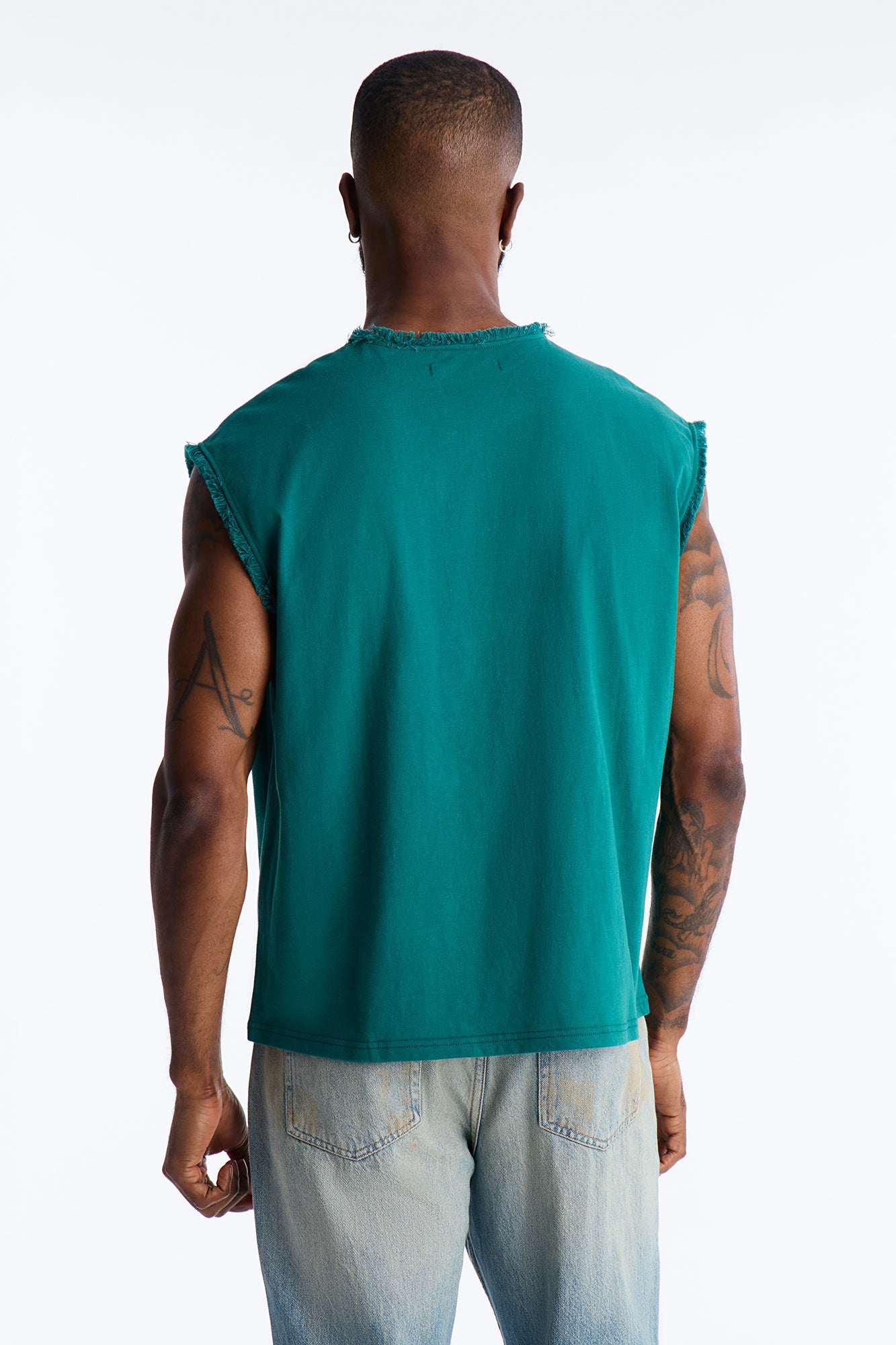 Relaxed Raw Edge Muscle Tee - Hunter Green Fashion Nova