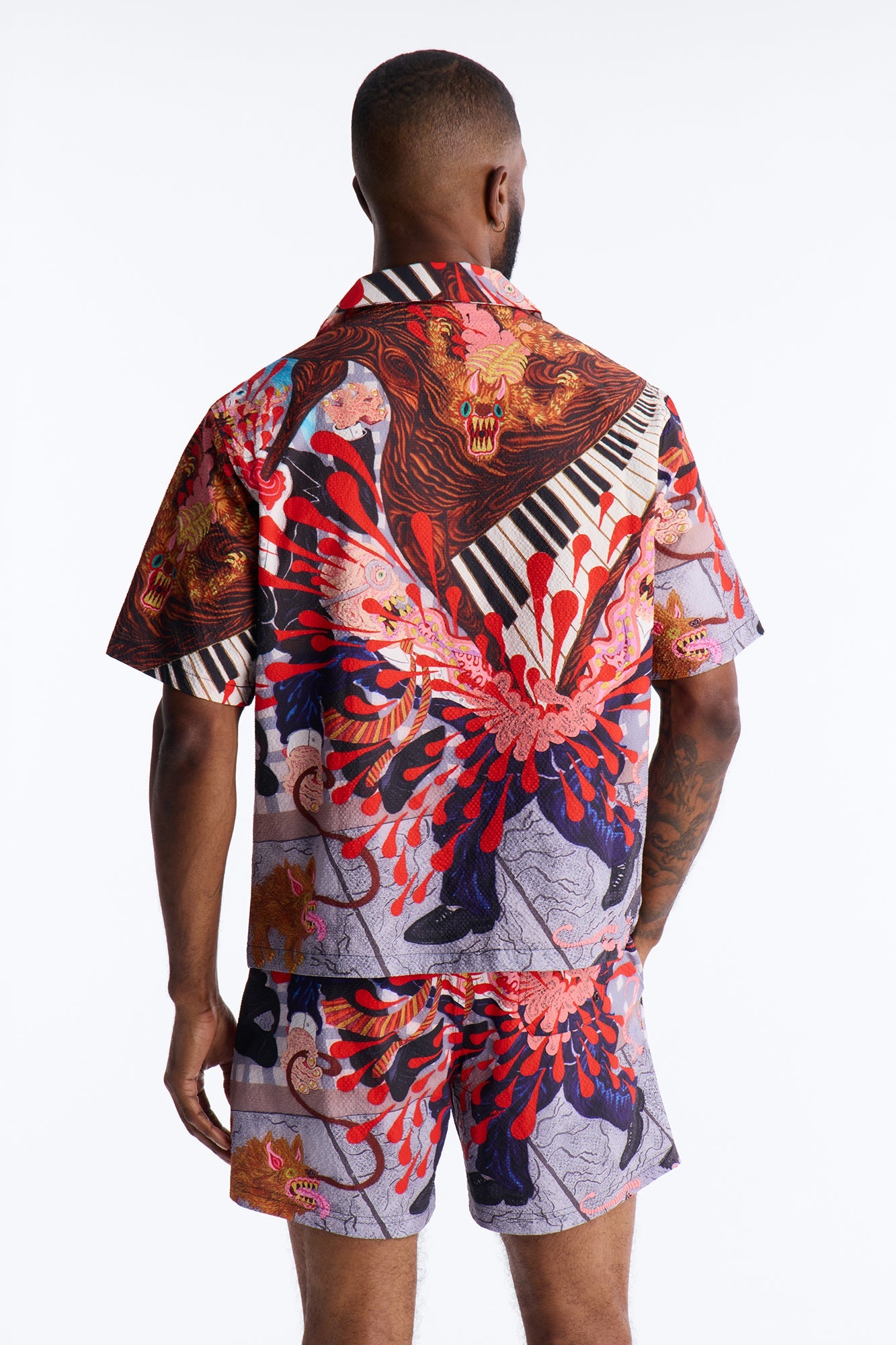 Relaxed Jazz Engine Seersucker Cuban Button Up Shirt - Multi Color Fashion Nova