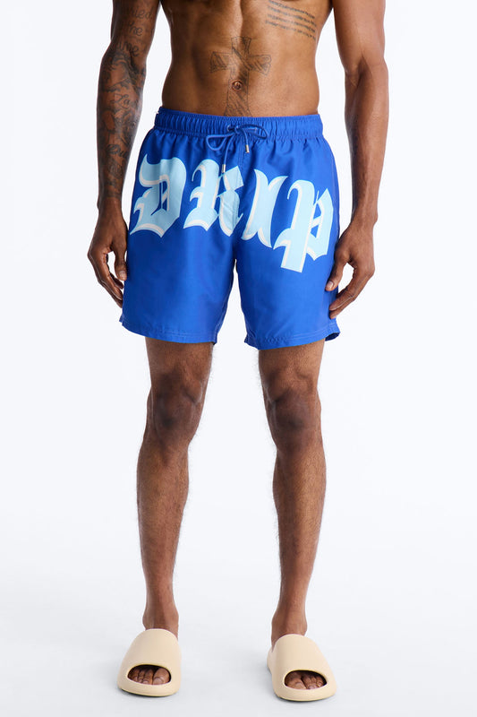 All The Drip Swim Trunk 7″ - Blue Fashion Nova